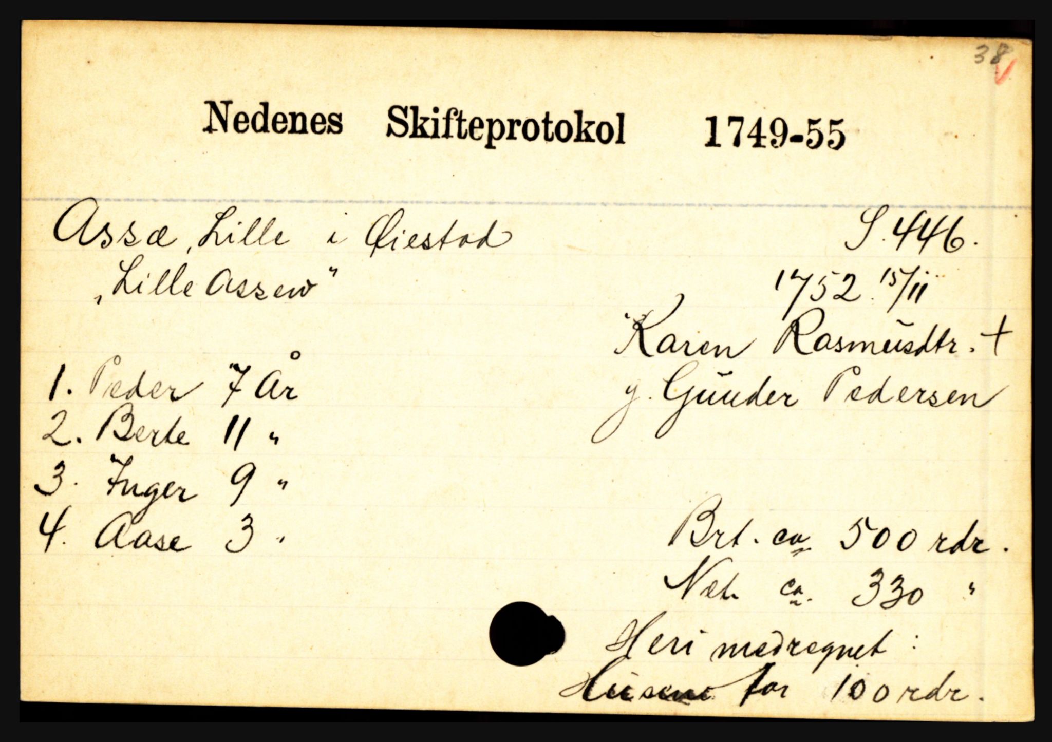 Nedenes sorenskriveri før 1824, AV/SAK-1221-0007/H, p. 1245