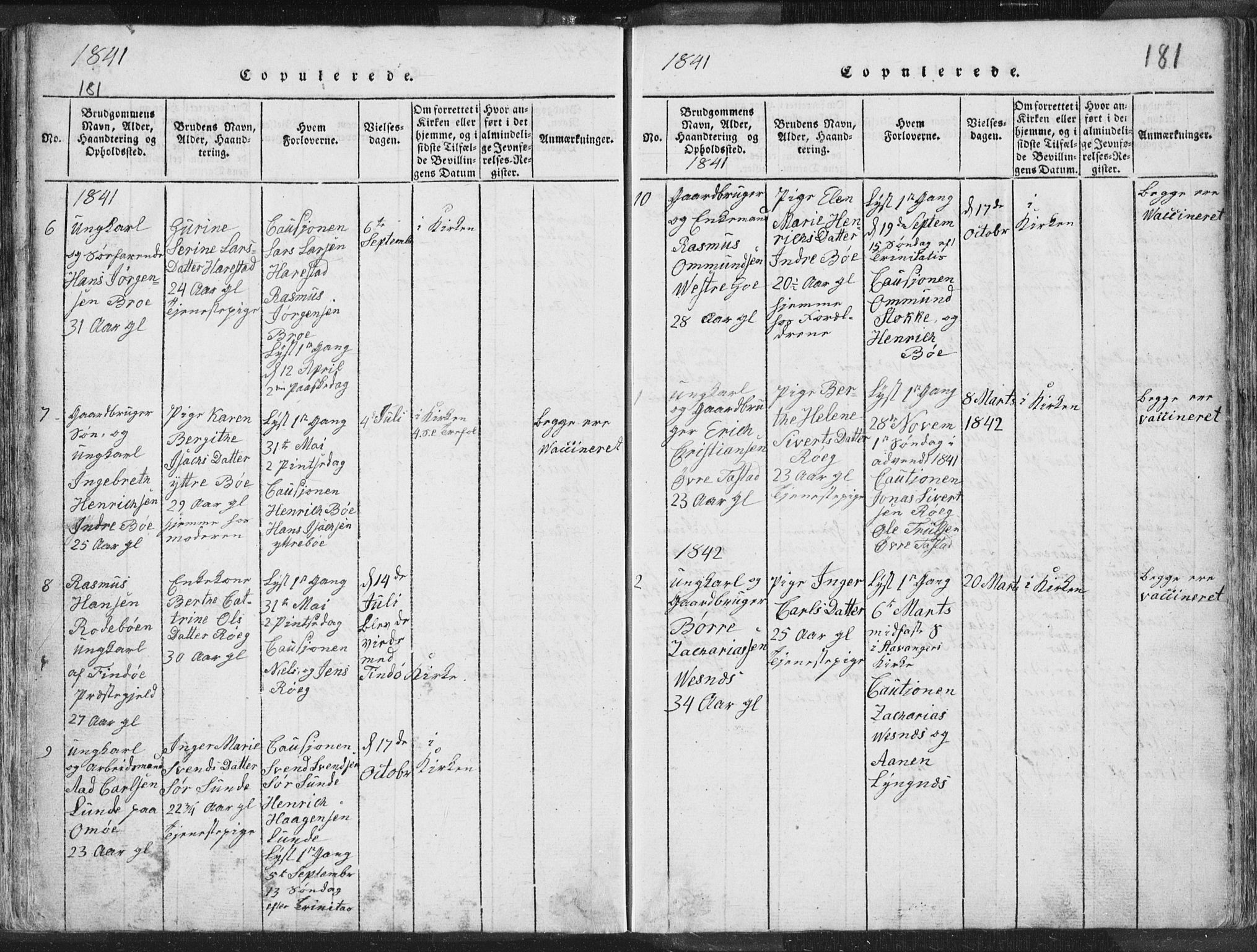 Hetland sokneprestkontor, SAST/A-101826/30/30BA/L0001: Parish register (official) no. A 1, 1816-1856, p. 181