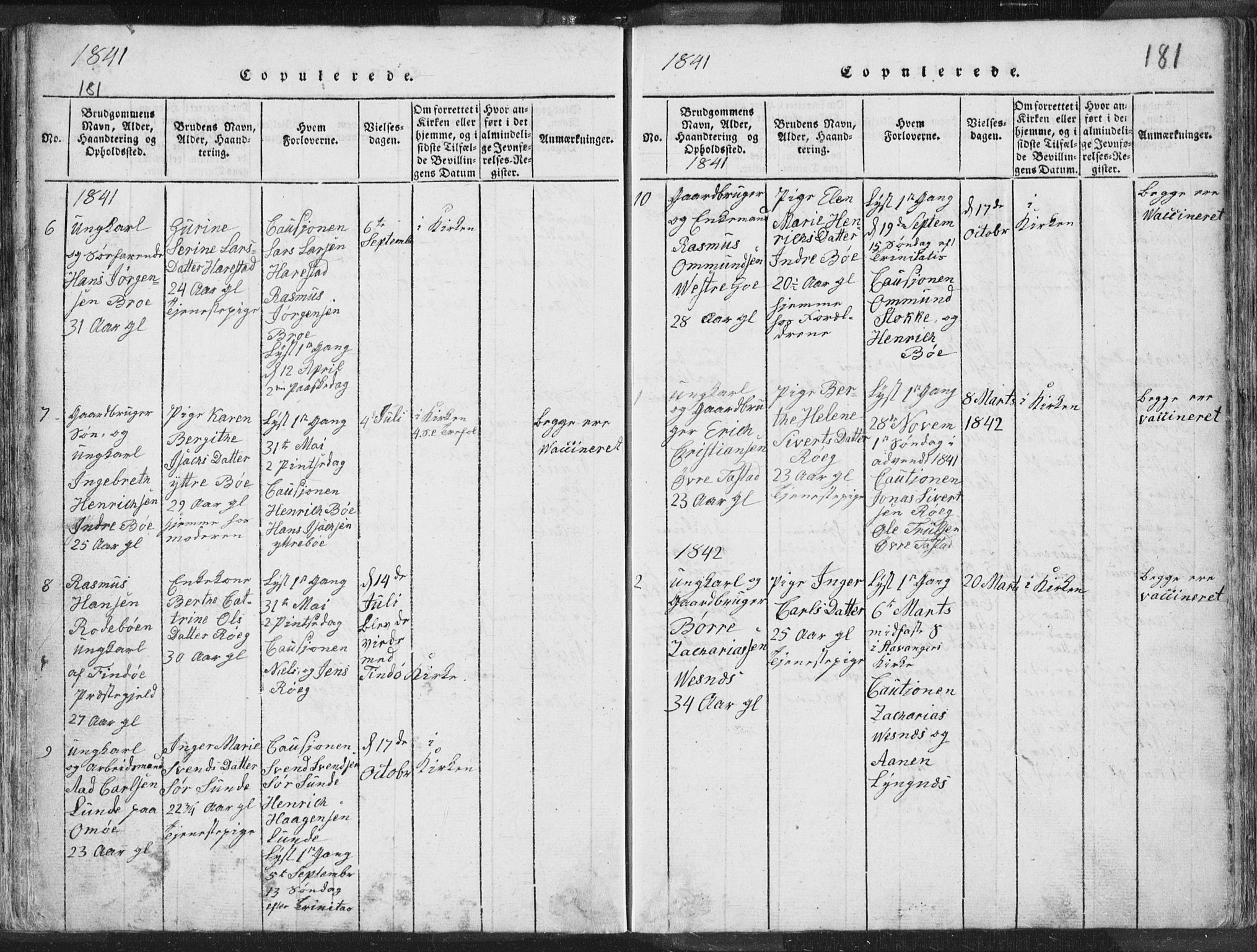 Hetland sokneprestkontor, AV/SAST-A-101826/30/30BA/L0001: Parish register (official) no. A 1, 1816-1856, p. 181