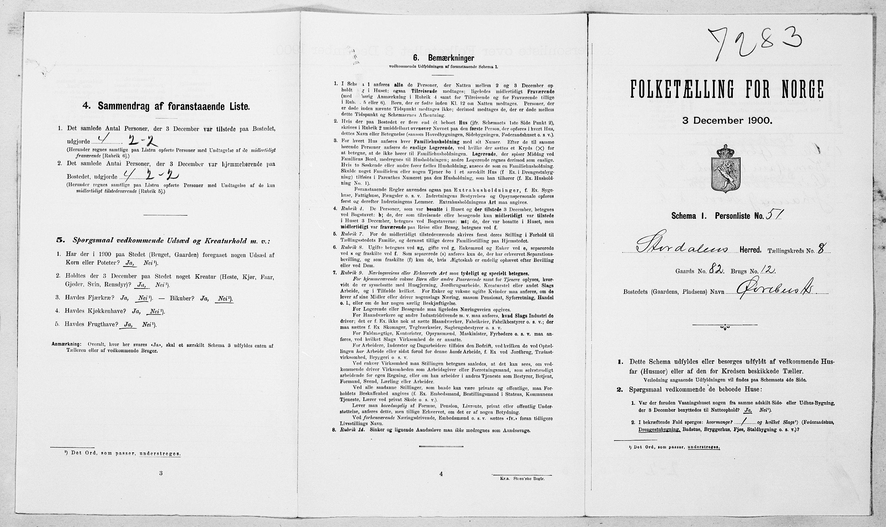 SAT, 1900 census for Stordal, 1900, p. 206