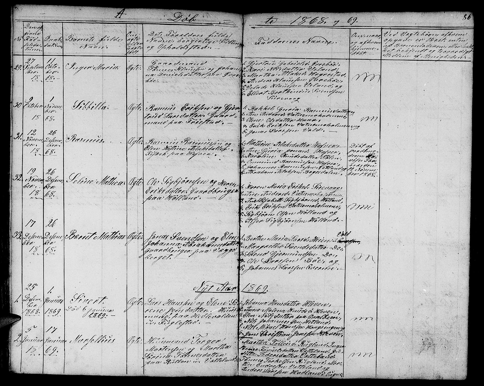 Eigersund sokneprestkontor, AV/SAST-A-101807/S09/L0003: Parish register (copy) no. B 3, 1846-1875, p. 86