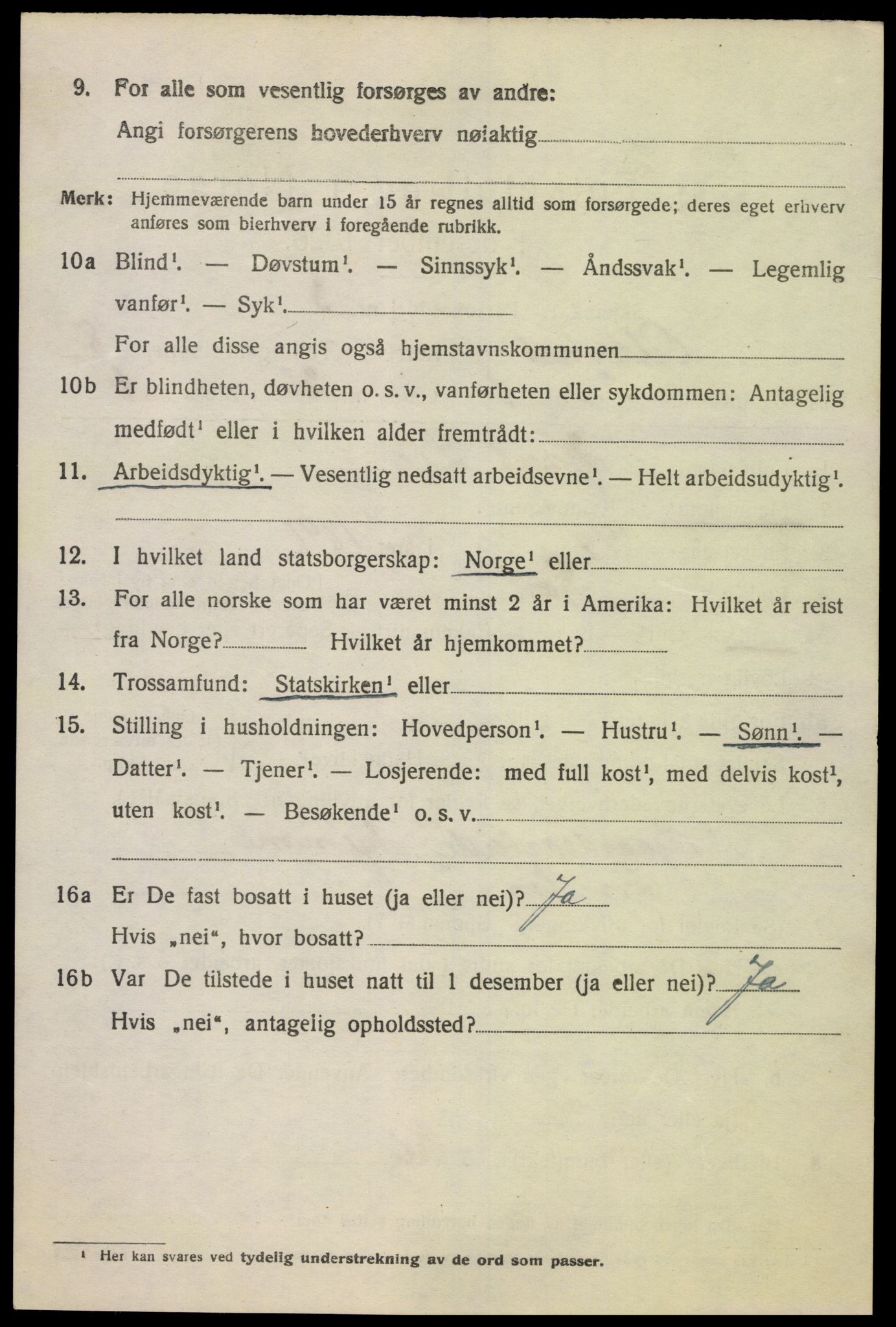 SAK, 1920 census for Oddernes, 1920, p. 13370