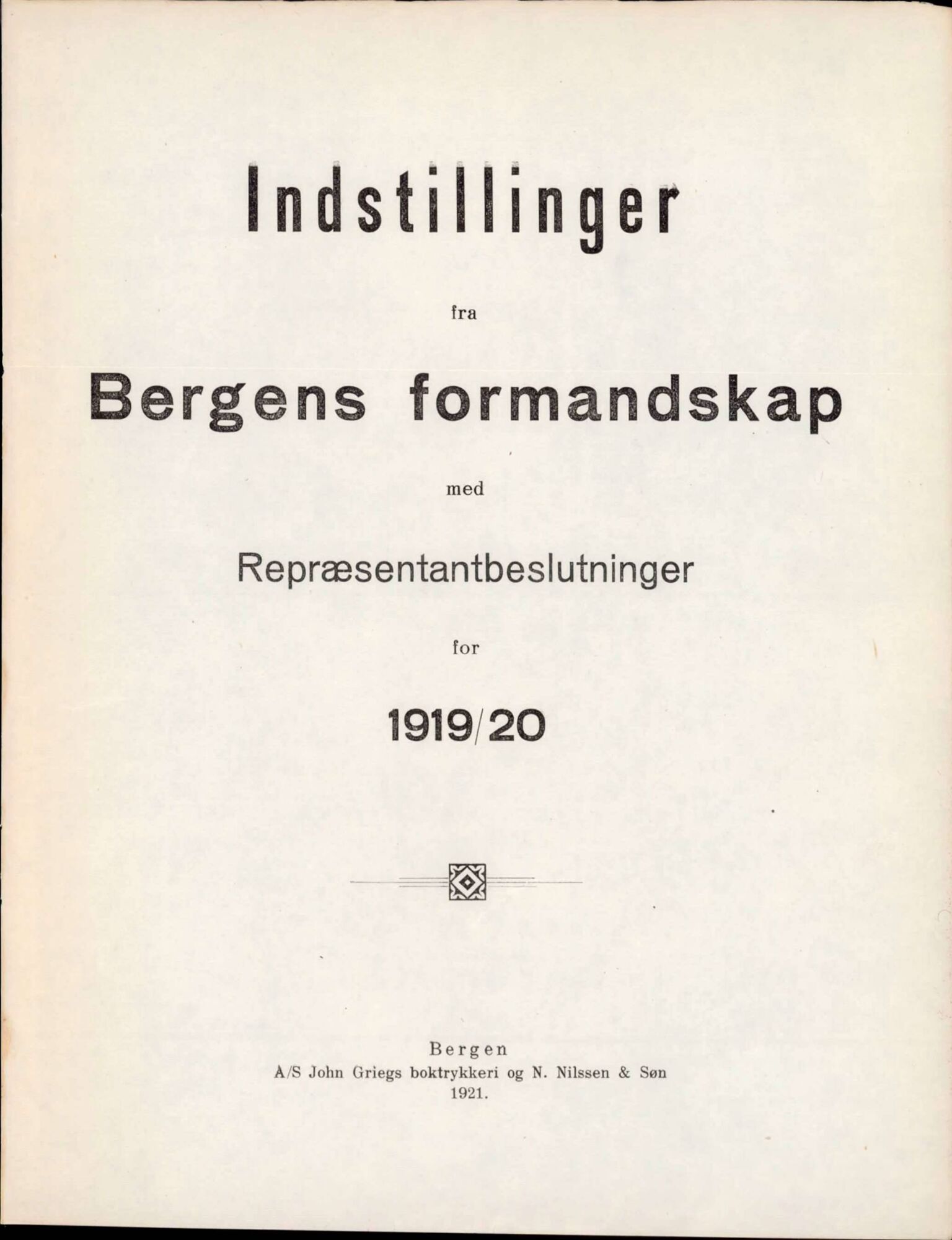 Bergen kommune. Formannskapet, BBA/A-0003/Ad/L0100: Bergens Kommuneforhandlinger, bind I, 1919-1920