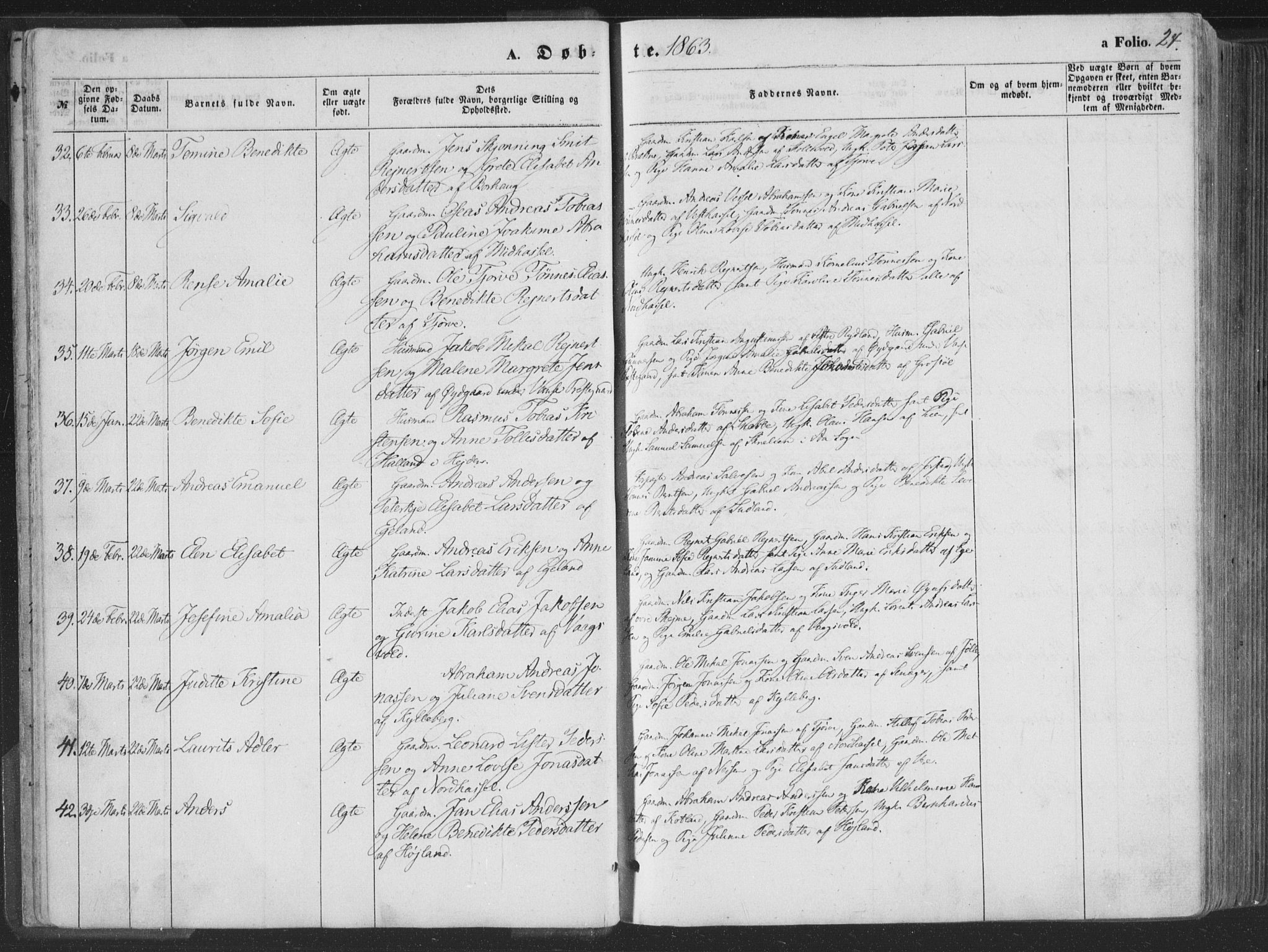 Lista sokneprestkontor, AV/SAK-1111-0027/F/Fa/L0011: Parish register (official) no. A 11, 1861-1878, p. 24