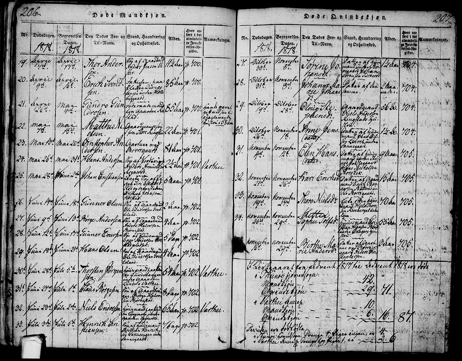 Tune prestekontor Kirkebøker, SAO/A-2007/F/Fa/L0005: Parish register (official) no. 5, 1815-1823, p. 206-207