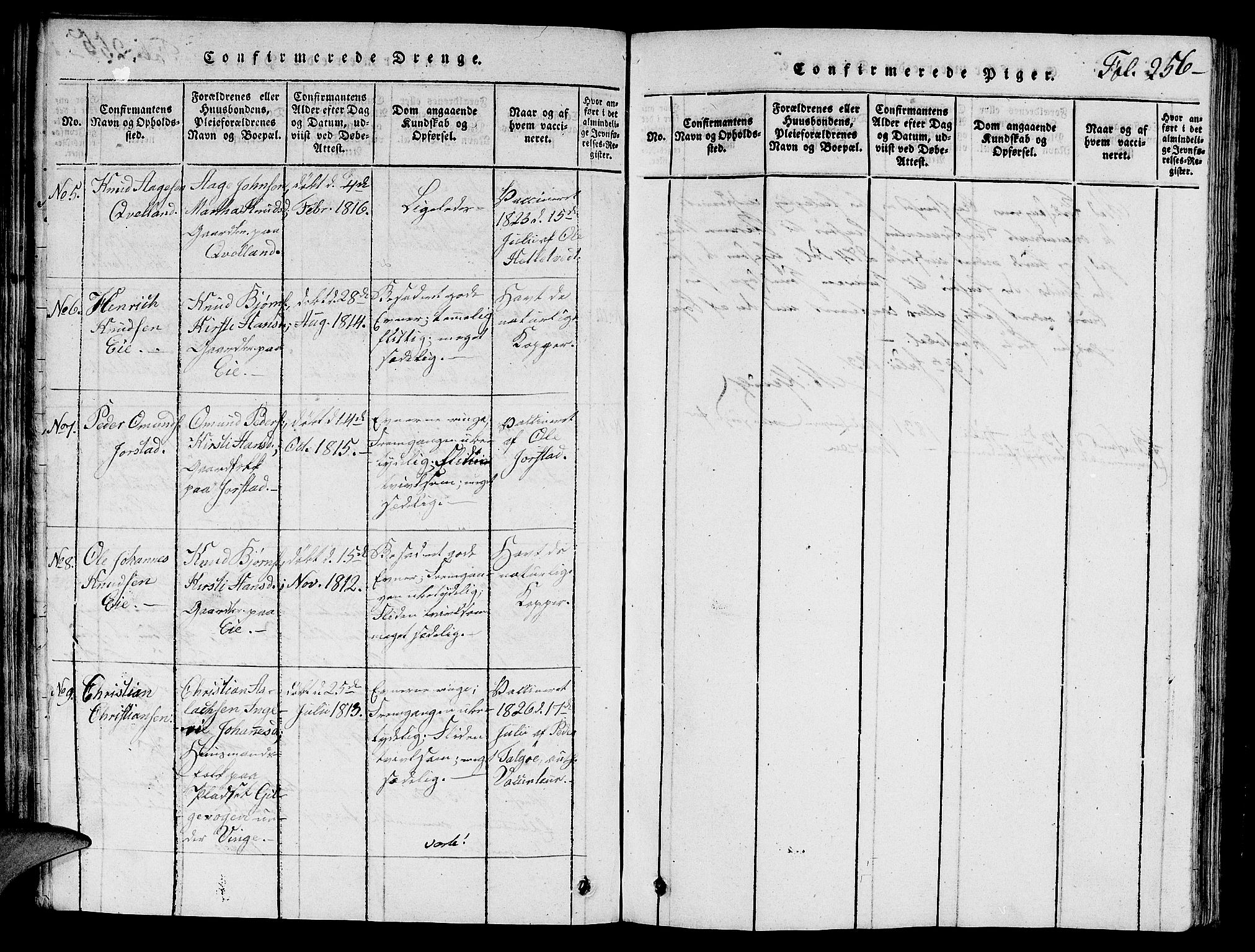 Nedstrand sokneprestkontor, AV/SAST-A-101841/01/V: Parish register (copy) no. B 1 /1, 1816-1847, p. 256