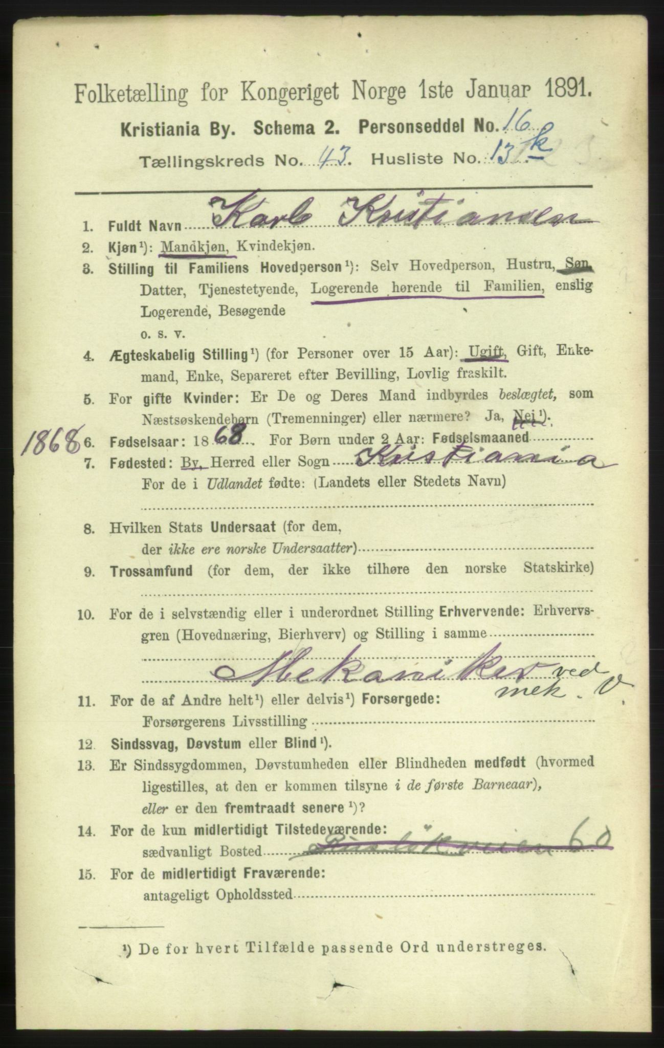 RA, 1891 census for 0301 Kristiania, 1891, p. 26572