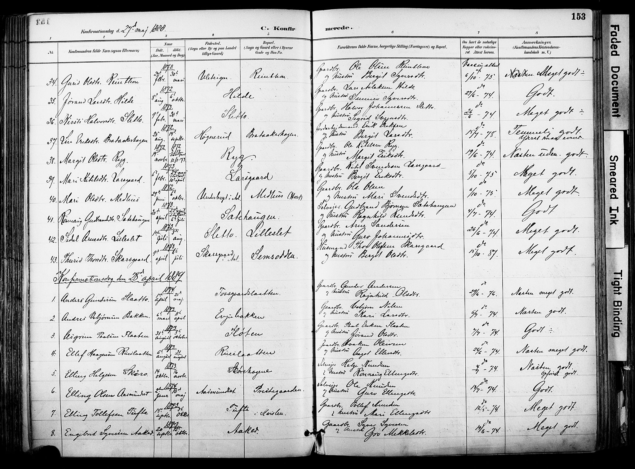 Hol kirkebøker, AV/SAKO-A-227/F/Fa/L0003: Parish register (official) no. I 3, 1887-1918, p. 153