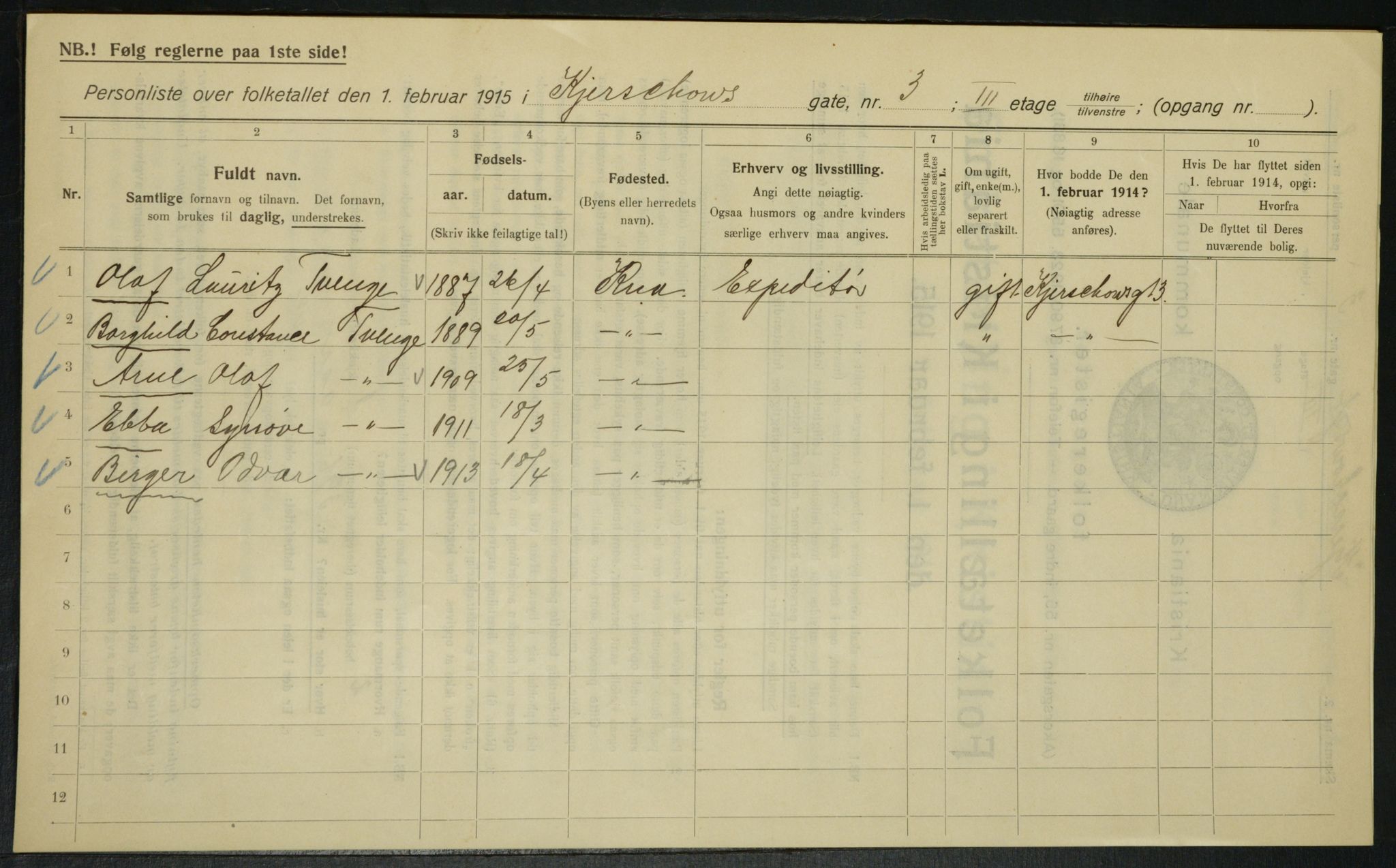 OBA, Municipal Census 1915 for Kristiania, 1915, p. 48948