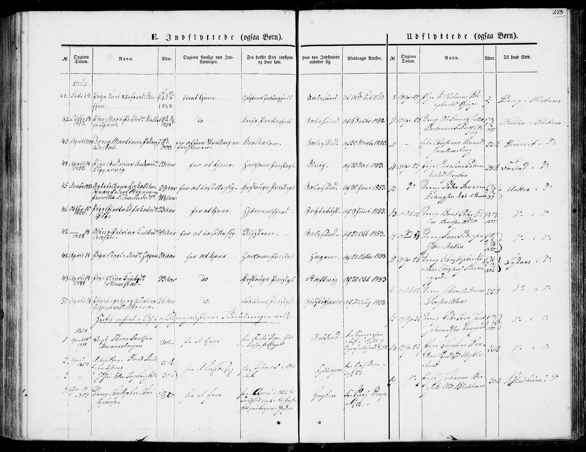 Ministerialprotokoller, klokkerbøker og fødselsregistre - Møre og Romsdal, AV/SAT-A-1454/528/L0397: Parish register (official) no. 528A08, 1848-1858, p. 278