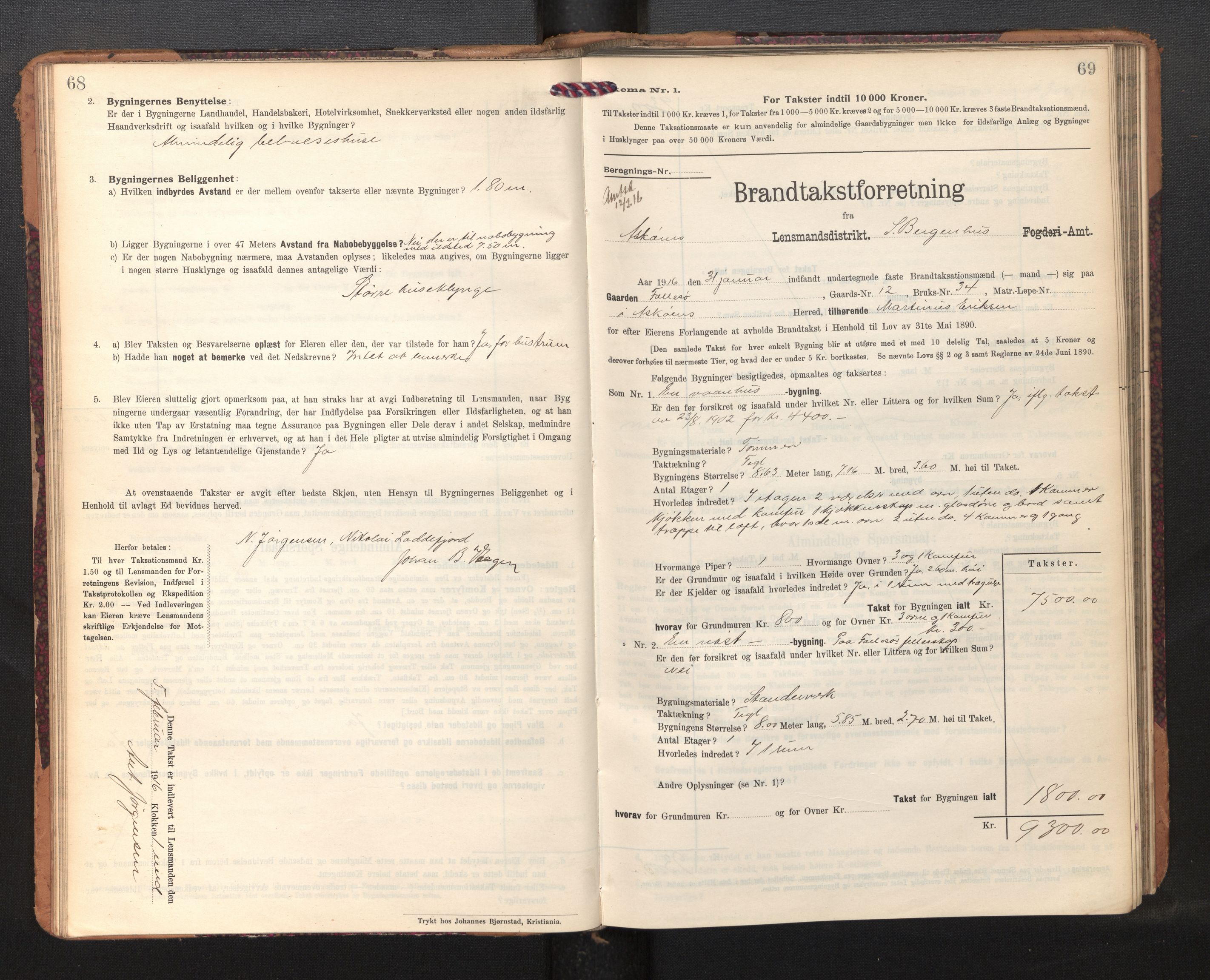 Lensmannen i Askøy, AV/SAB-A-31001/0012/L0007: Branntakstprotokoll, skjematakst, 1910-1919, p. 68-69