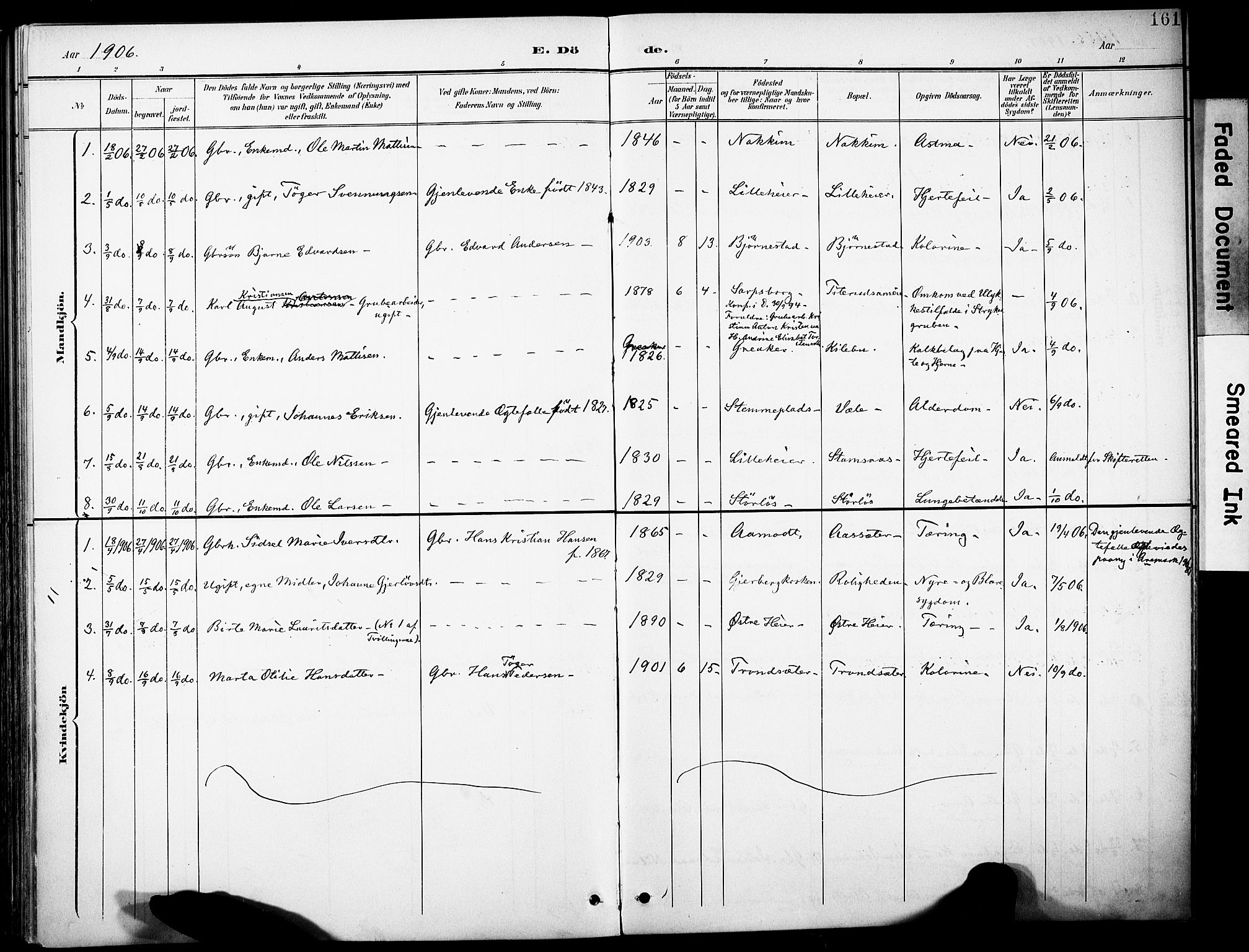 Rakkestad prestekontor Kirkebøker, AV/SAO-A-2008/F/Fb/L0002: Parish register (official) no. II 2, 1900-1920, p. 161