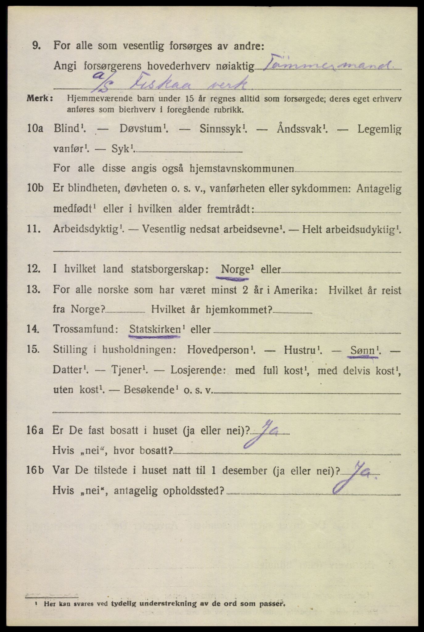 SAK, 1920 census for Oddernes, 1920, p. 4672