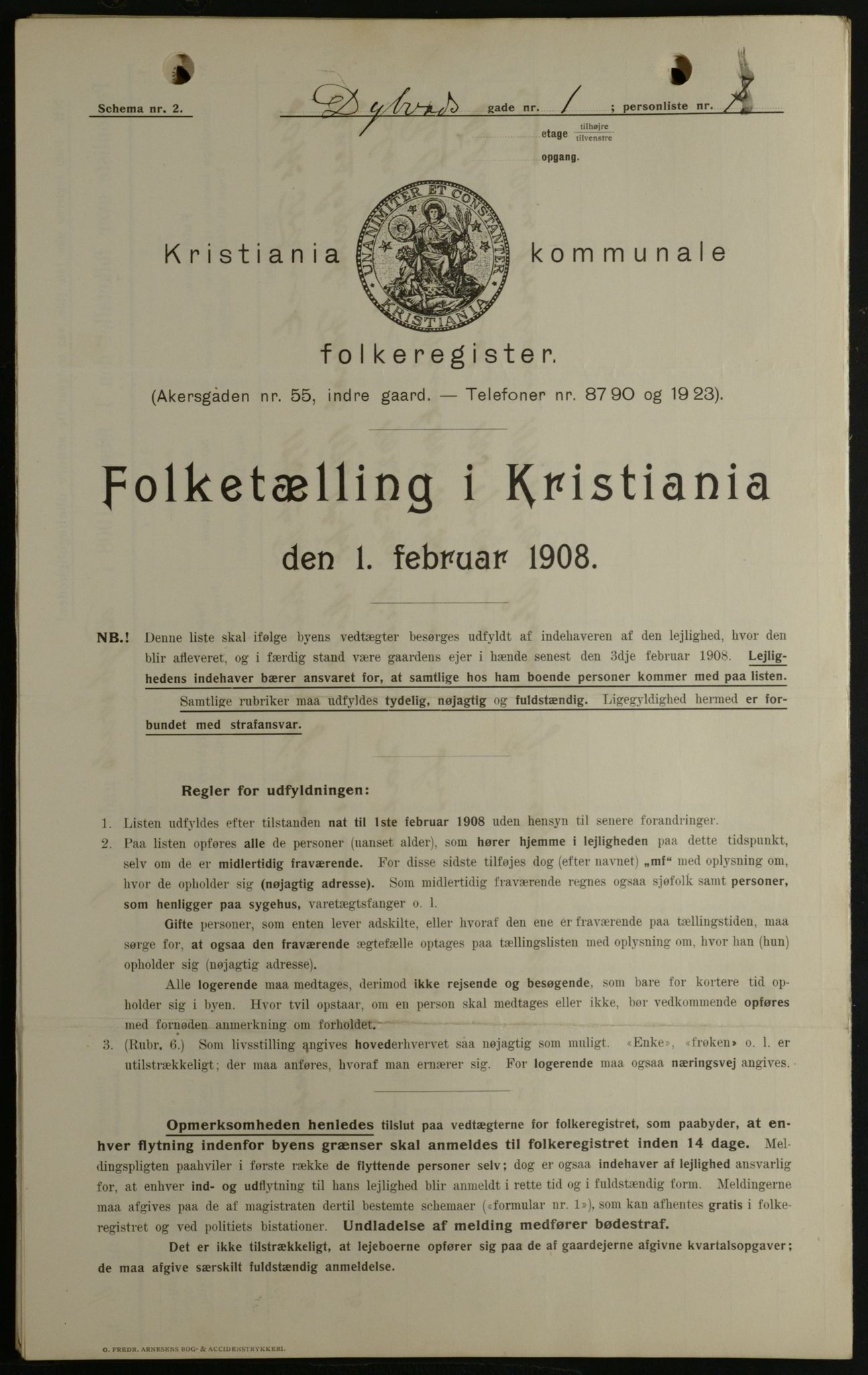 OBA, Municipal Census 1908 for Kristiania, 1908, p. 16195