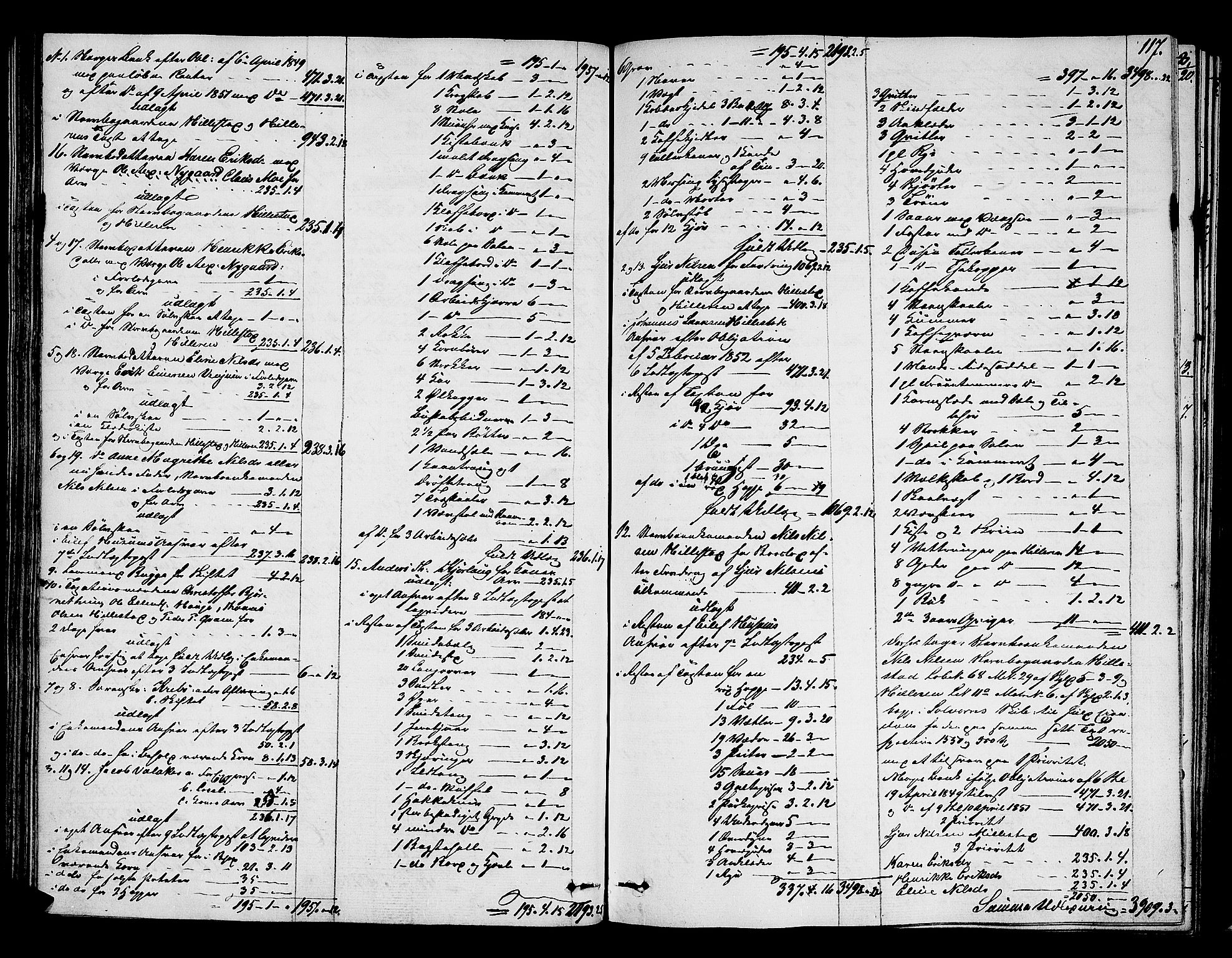 Indre Sogn tingrett, AV/SAB-A-3301/1/H/Hd/L0003: Skifteutlodningsprotokoll 3, 1850-1860, p. 116b-117a