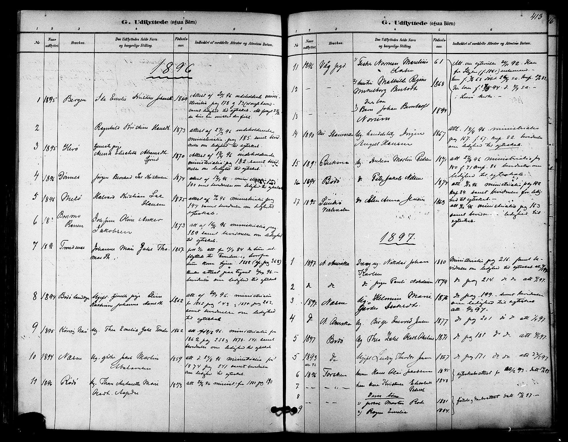 Ministerialprotokoller, klokkerbøker og fødselsregistre - Nordland, SAT/A-1459/839/L0568: Parish register (official) no. 839A05, 1880-1902, p. 413