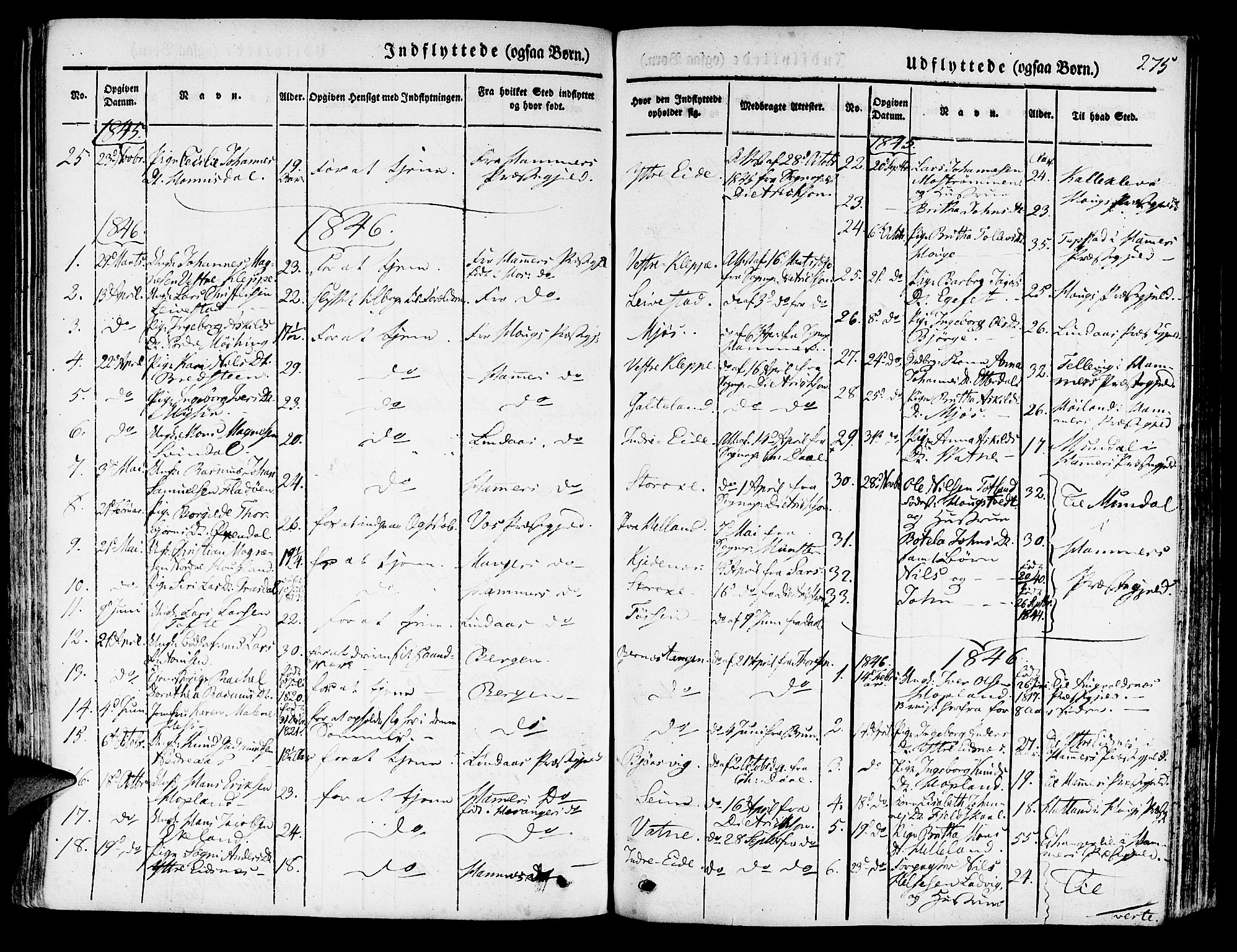 Hosanger sokneprestembete, SAB/A-75801/H/Haa: Parish register (official) no. A 7, 1835-1848, p. 275