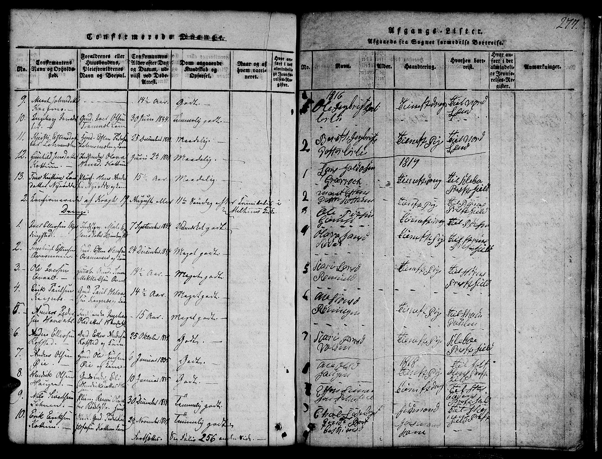 Ministerialprotokoller, klokkerbøker og fødselsregistre - Sør-Trøndelag, SAT/A-1456/691/L1092: Parish register (copy) no. 691C03, 1816-1852, p. 277
