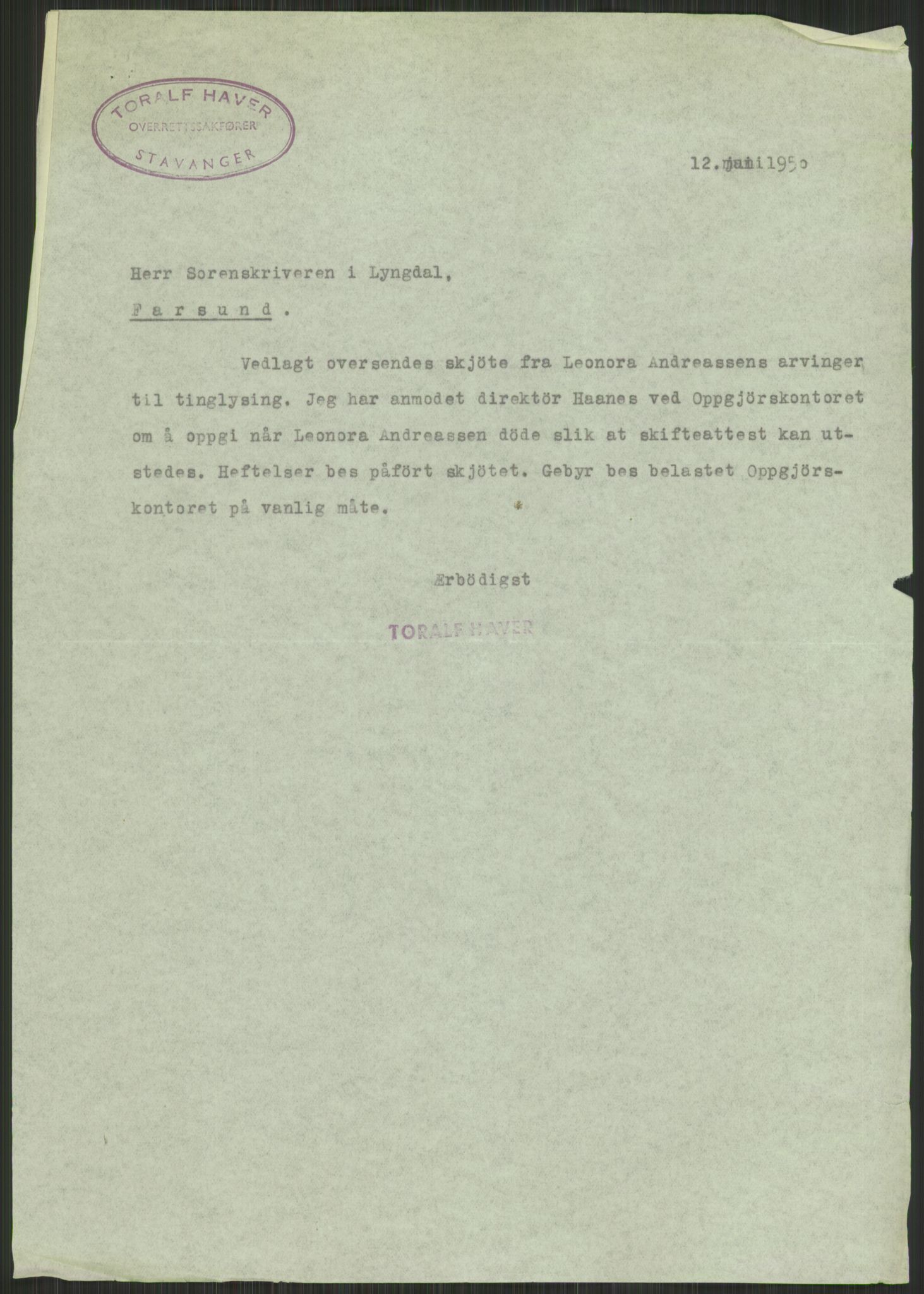 Forsvarsdepartementet, 10. kontor / Oppgjørskontoret, AV/RA-RAFA-1225/D/Db/L0182: Lista oppgjørskontor, 1942-1950, p. 33