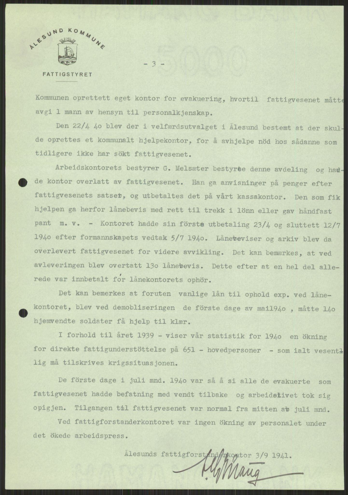 Forsvaret, Forsvarets krigshistoriske avdeling, AV/RA-RAFA-2017/Y/Ya/L0015: II-C-11-31 - Fylkesmenn.  Rapporter om krigsbegivenhetene 1940., 1940, p. 919