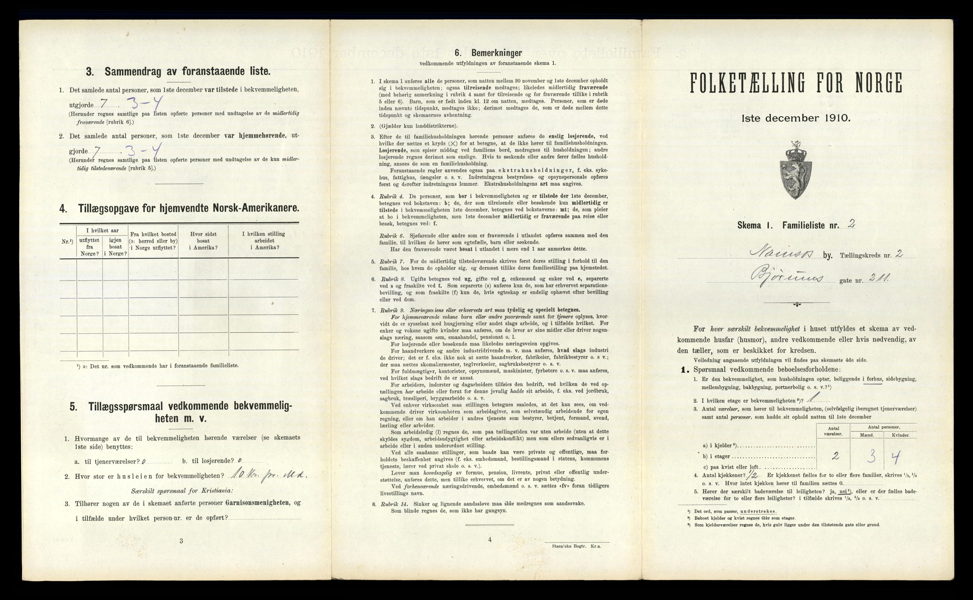 RA, 1910 census for Namsos, 1910, p. 388