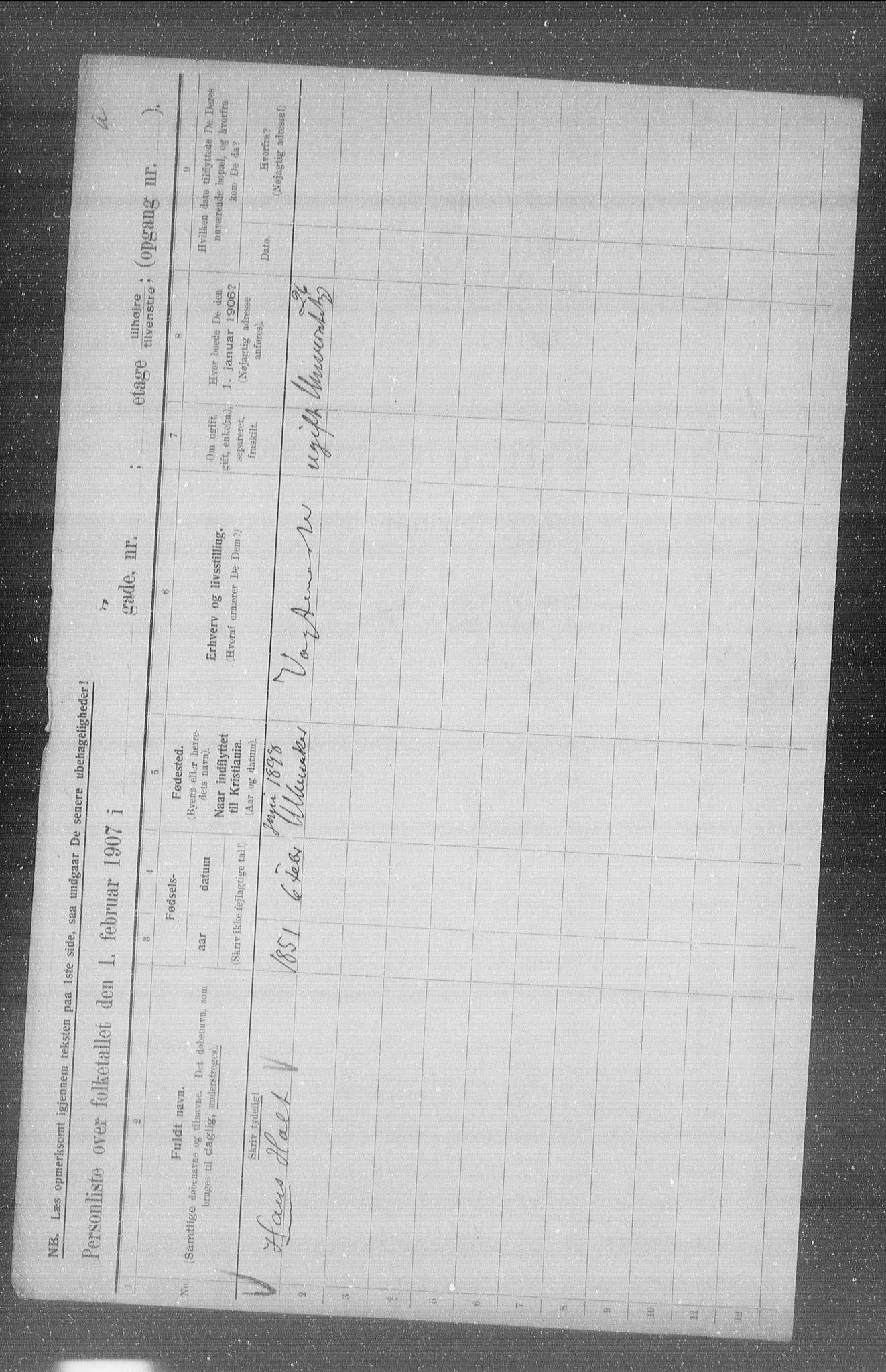 OBA, Municipal Census 1907 for Kristiania, 1907, p. 61151