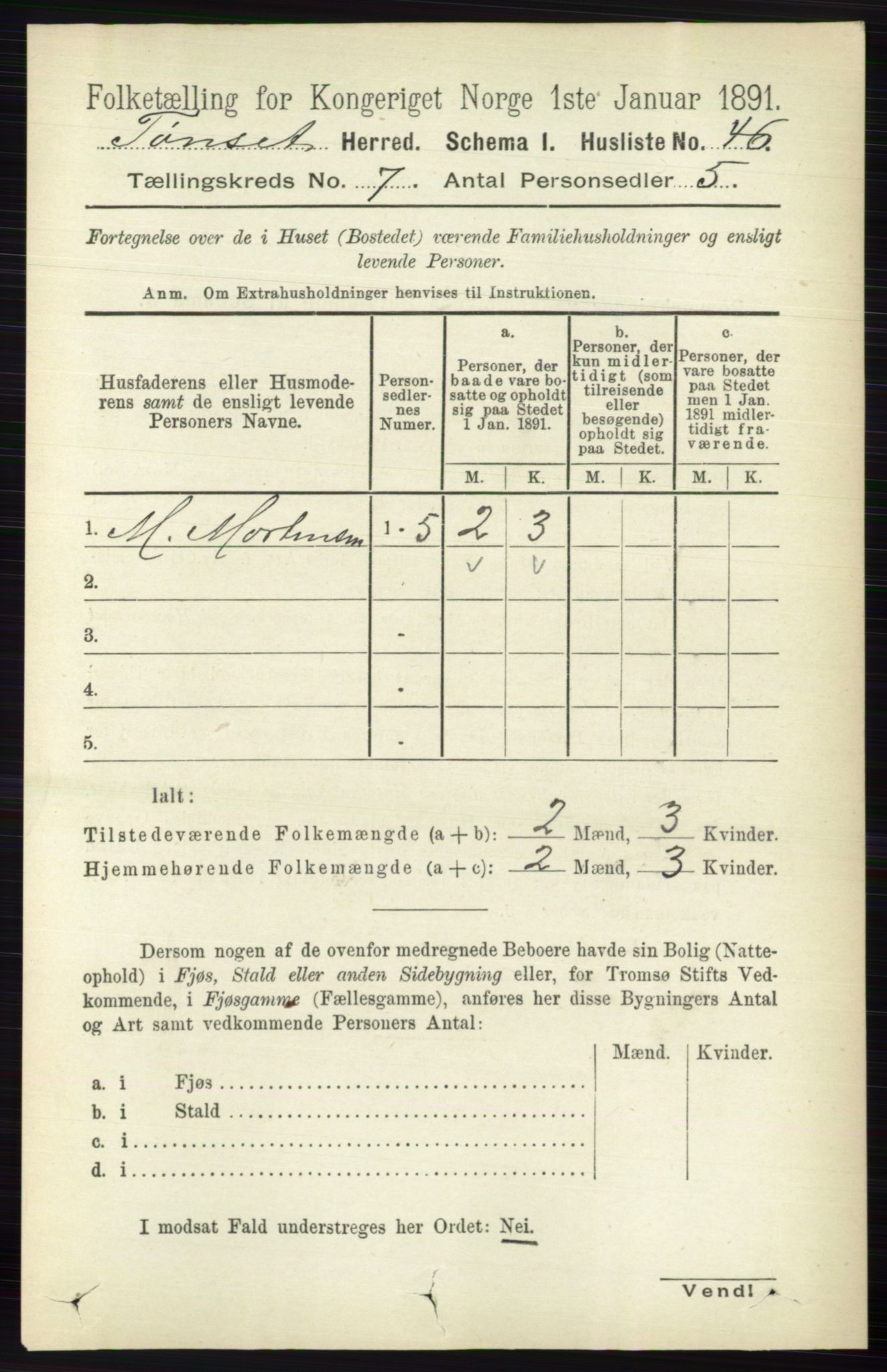 RA, 1891 census for 0437 Tynset, 1891, p. 1715