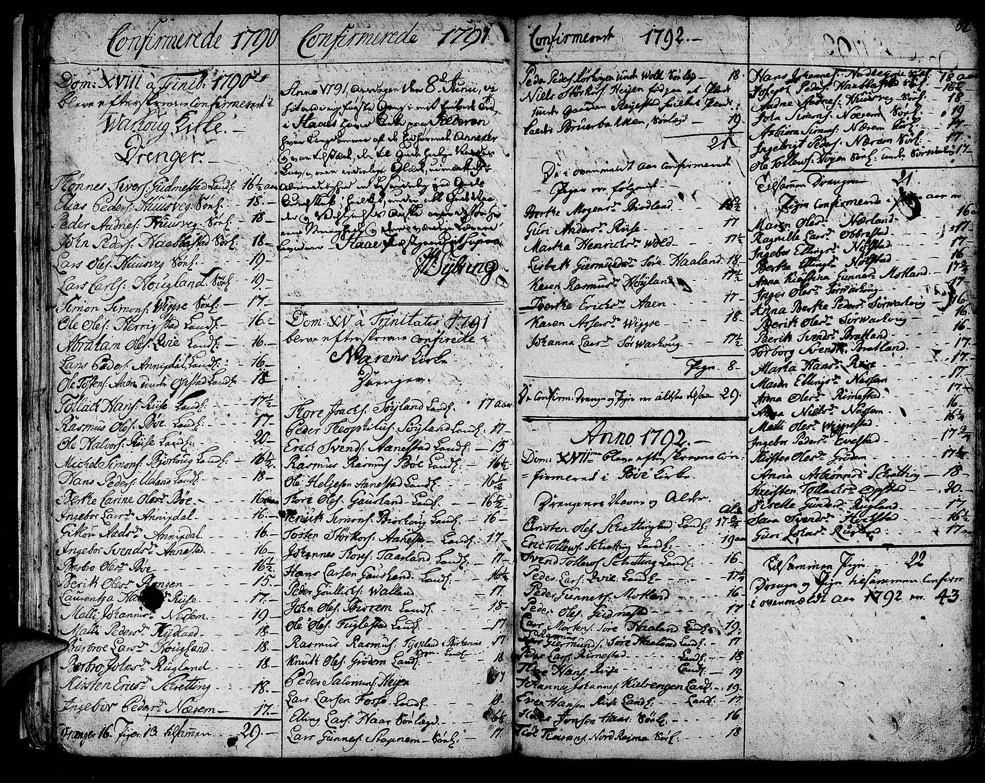 Hå sokneprestkontor, SAST/A-101801/001/30BA/L0001: Parish register (official) no. A 1, 1787-1812, p. 62