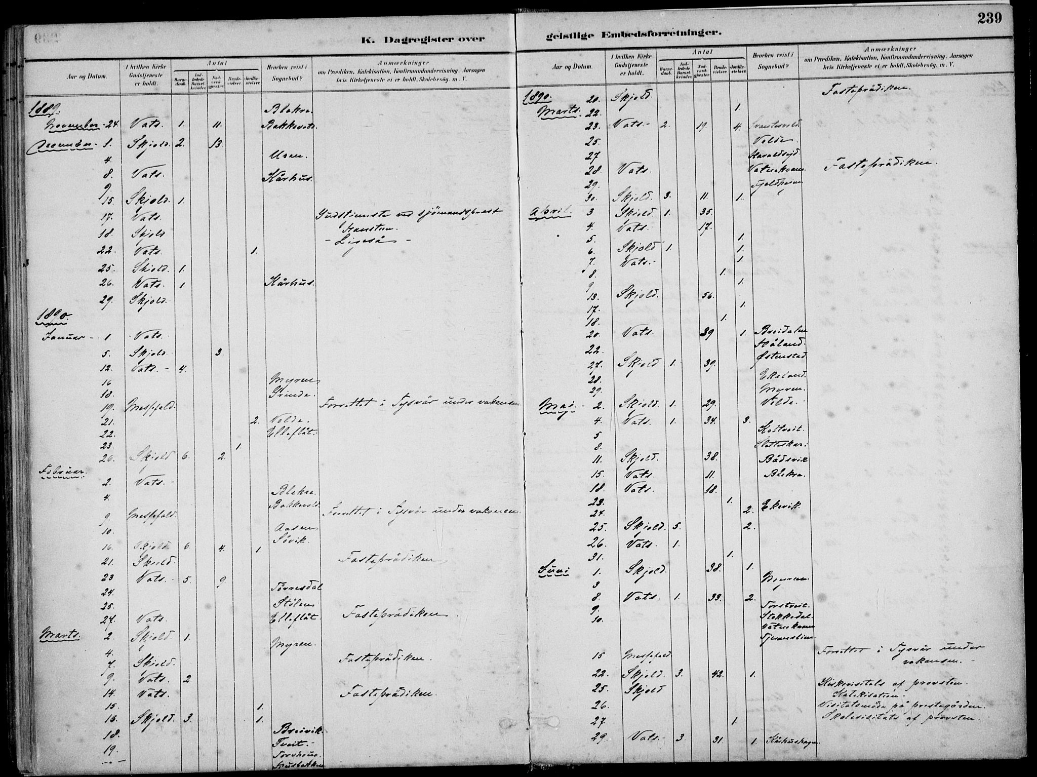Skjold sokneprestkontor, SAST/A-101847/H/Ha/Haa/L0010: Parish register (official) no. A 10, 1882-1897, p. 239