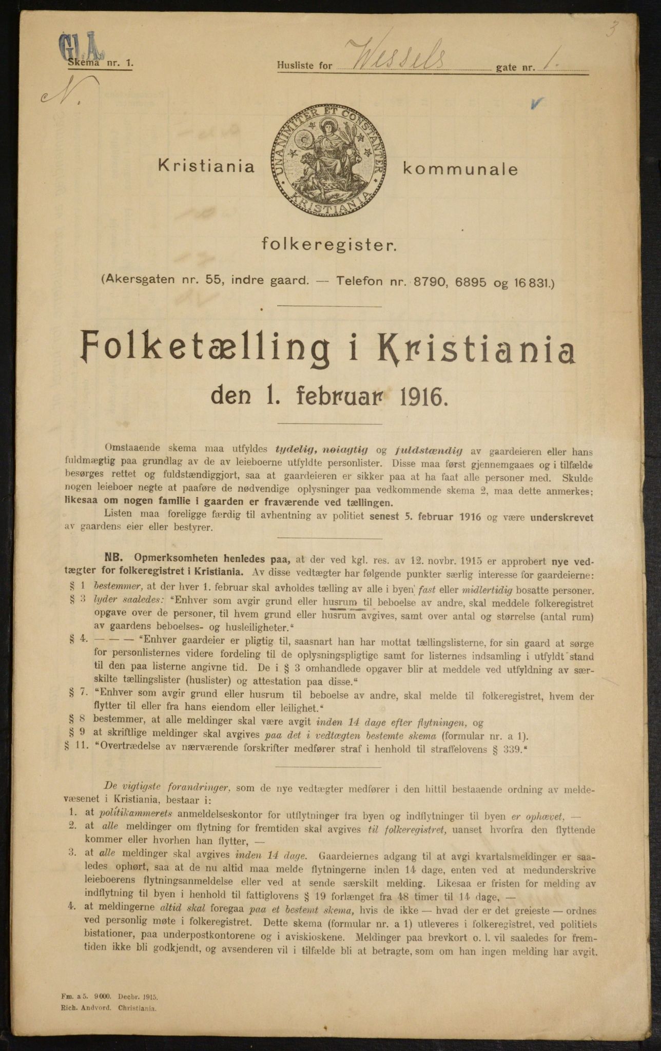 OBA, Municipal Census 1916 for Kristiania, 1916, p. 131571