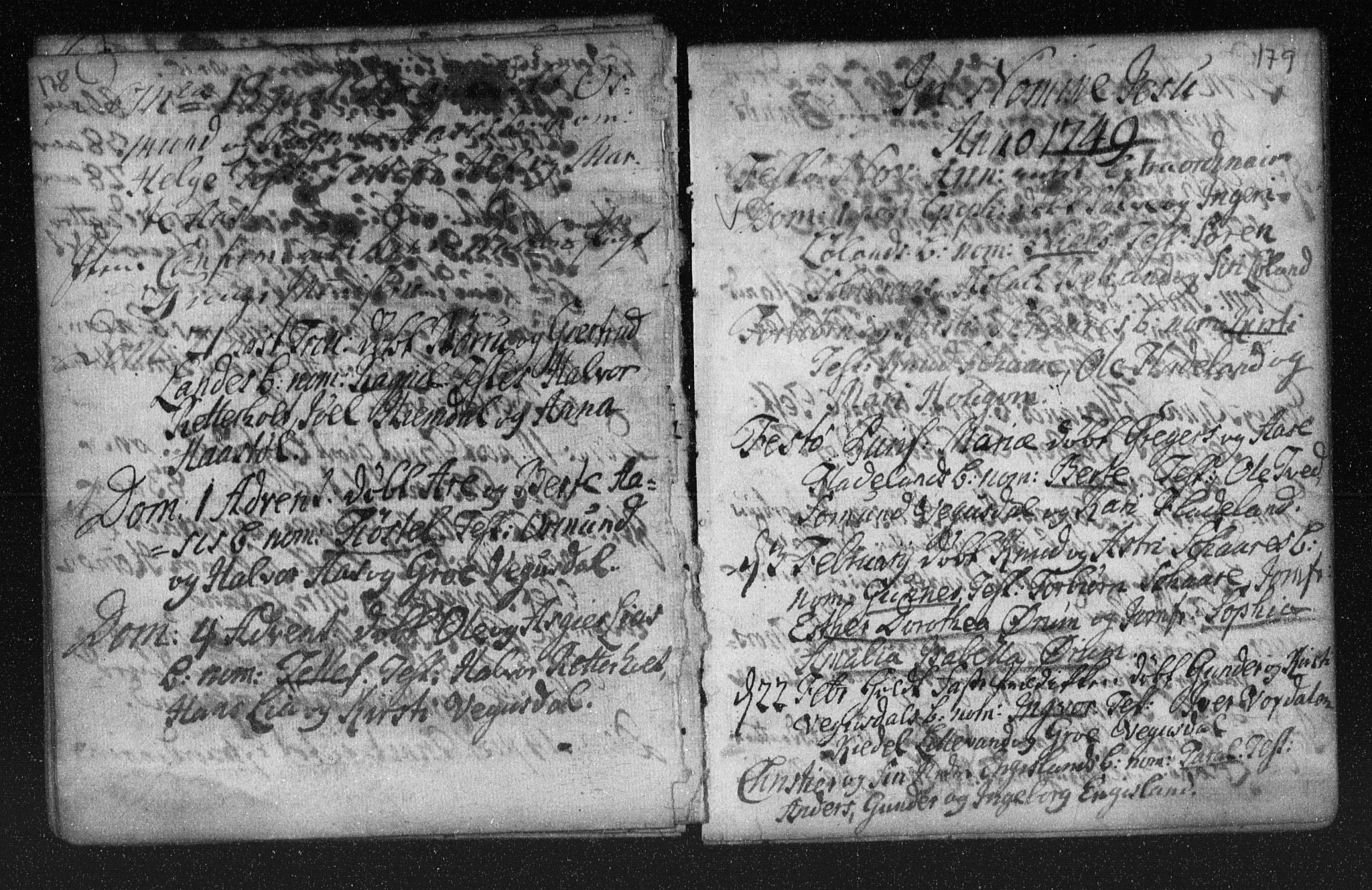 Herefoss sokneprestkontor, AV/SAK-1111-0019/F/Fa/Fab/L0001: Parish register (official) no. A 1, 1704-1779, p. 178-179