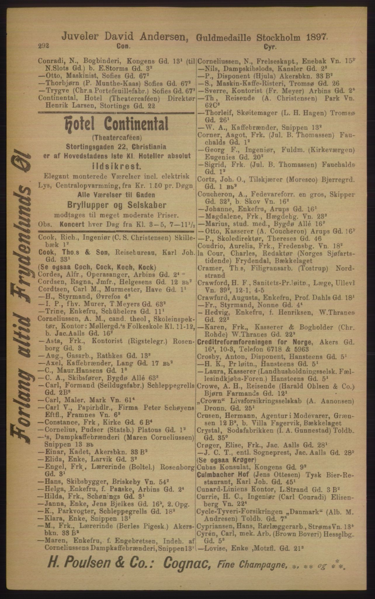 Kristiania/Oslo adressebok, PUBL/-, 1906, p. 292