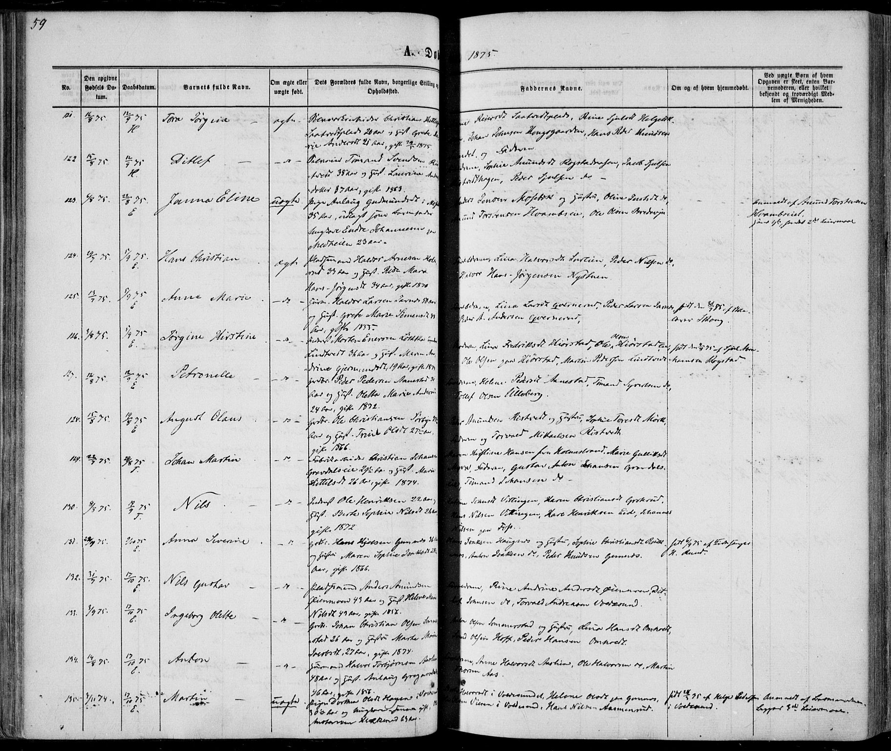 Sandsvær kirkebøker, AV/SAKO-A-244/F/Fa/L0007: Parish register (official) no. I 7, 1869-1877, p. 59