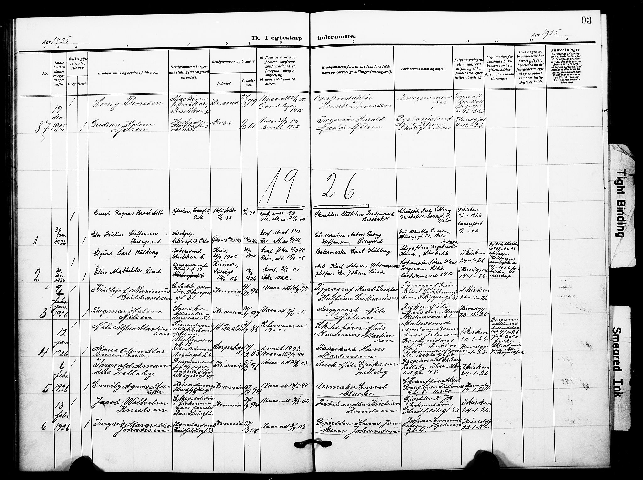 Johannes prestekontor Kirkebøker, AV/SAO-A-10852/F/Fa/L0013: Parish register (official) no. 13, 1919-1930, p. 93