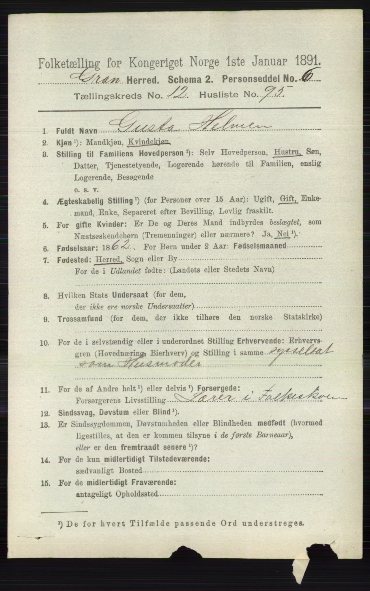 RA, 1891 census for 0534 Gran, 1891, p. 6778