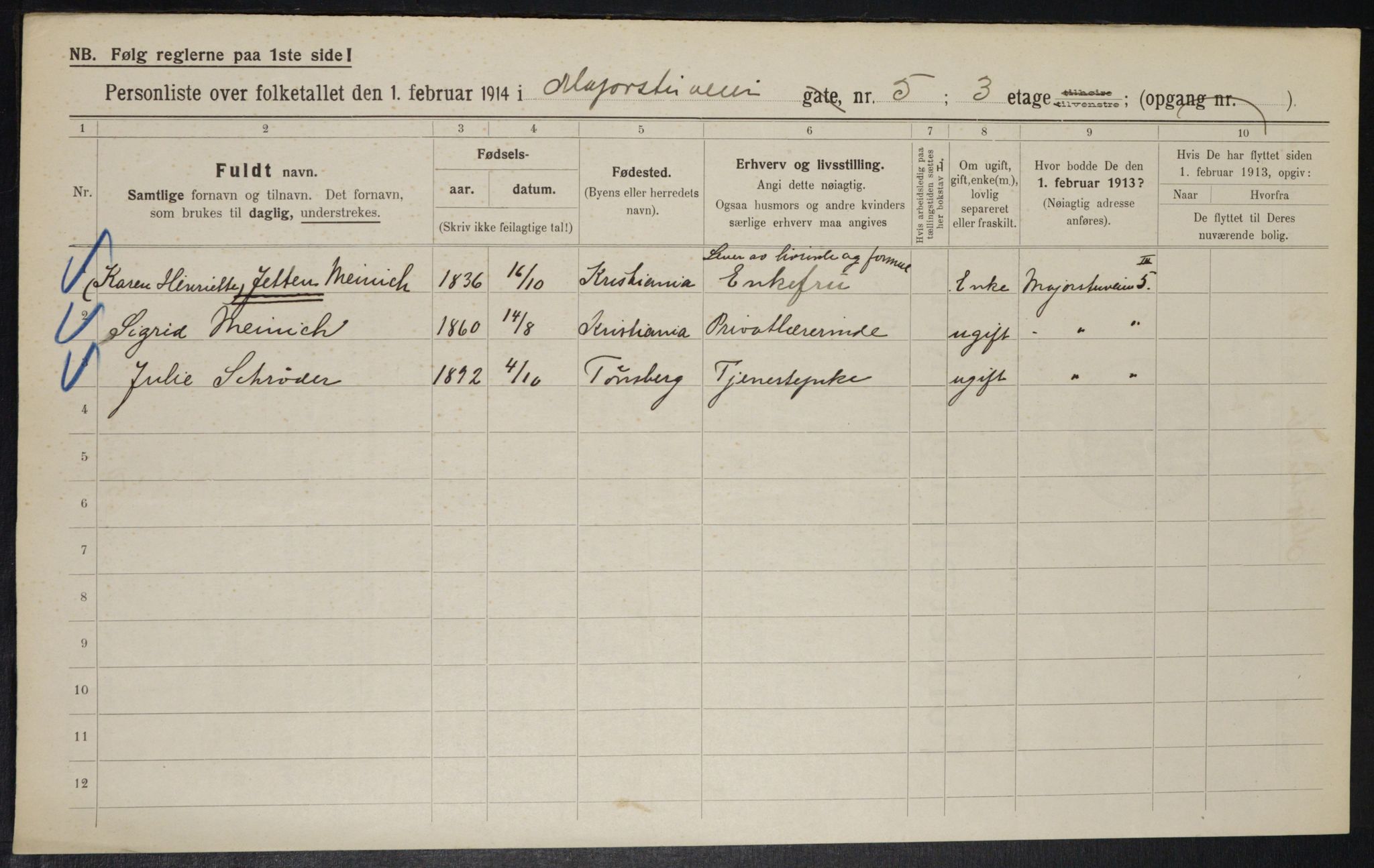 OBA, Municipal Census 1914 for Kristiania, 1914, p. 59557