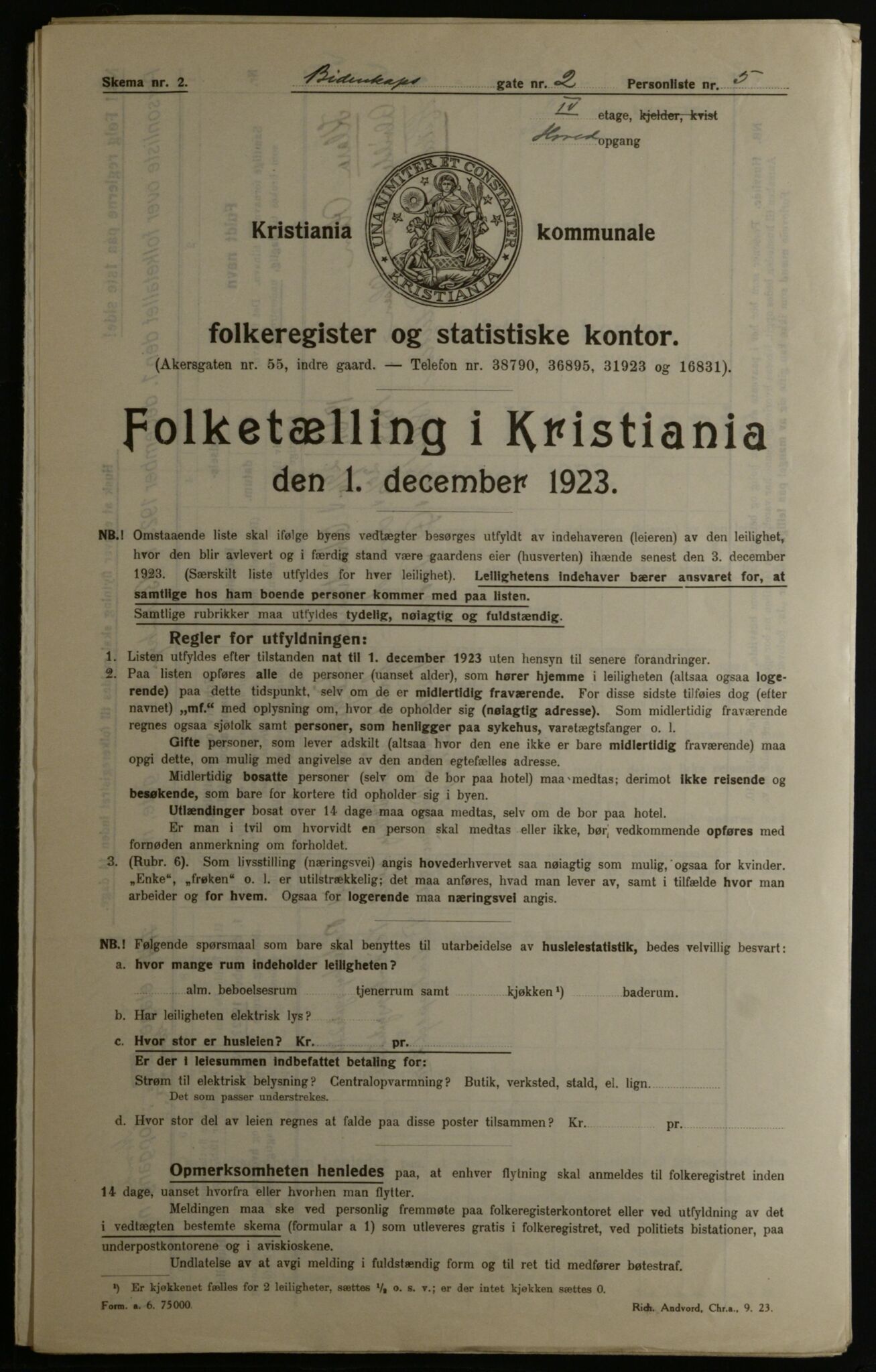 OBA, Municipal Census 1923 for Kristiania, 1923, p. 5761