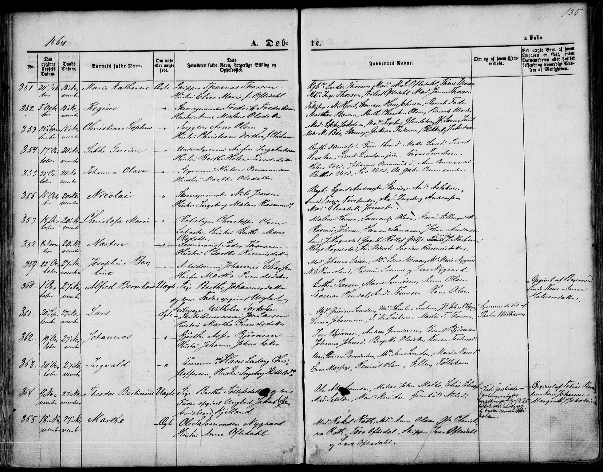 St. Petri sokneprestkontor, AV/SAST-A-101813/001/30/30BA/L0001: Parish register (official) no. A 1, 1861-1868, p. 135