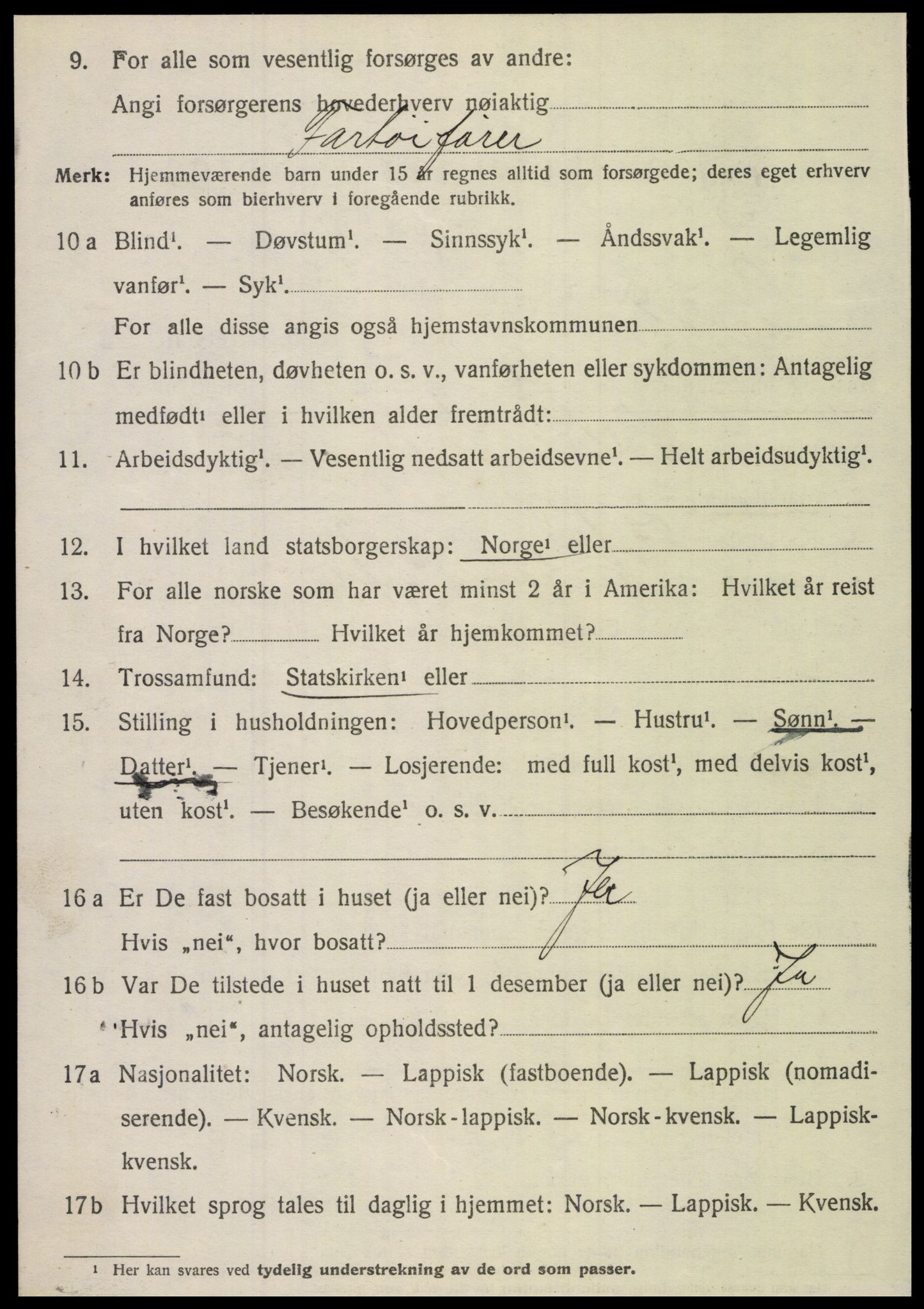 SAT, 1920 census for Sørfold, 1920, p. 3302