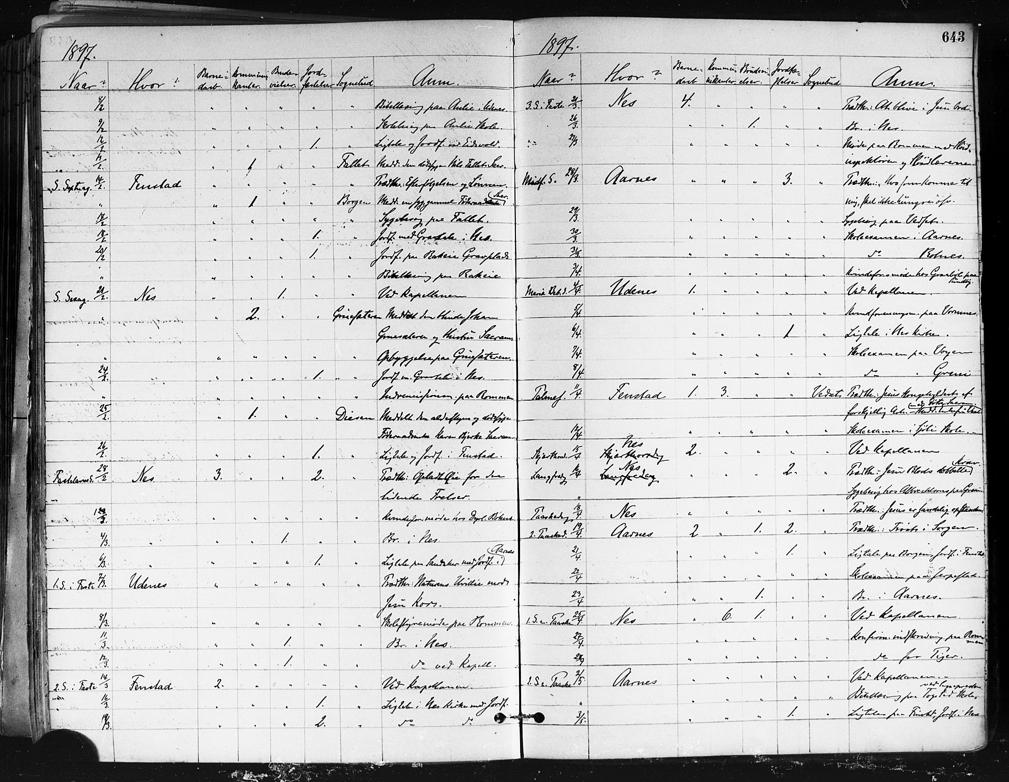 Nes prestekontor Kirkebøker, AV/SAO-A-10410/F/Fa/L0010: Parish register (official) no. I 10, 1883-1898, p. 643