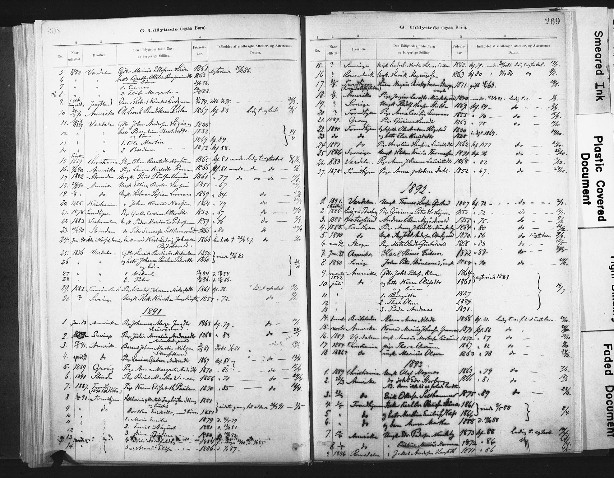 Ministerialprotokoller, klokkerbøker og fødselsregistre - Nord-Trøndelag, SAT/A-1458/721/L0207: Parish register (official) no. 721A02, 1880-1911, p. 269