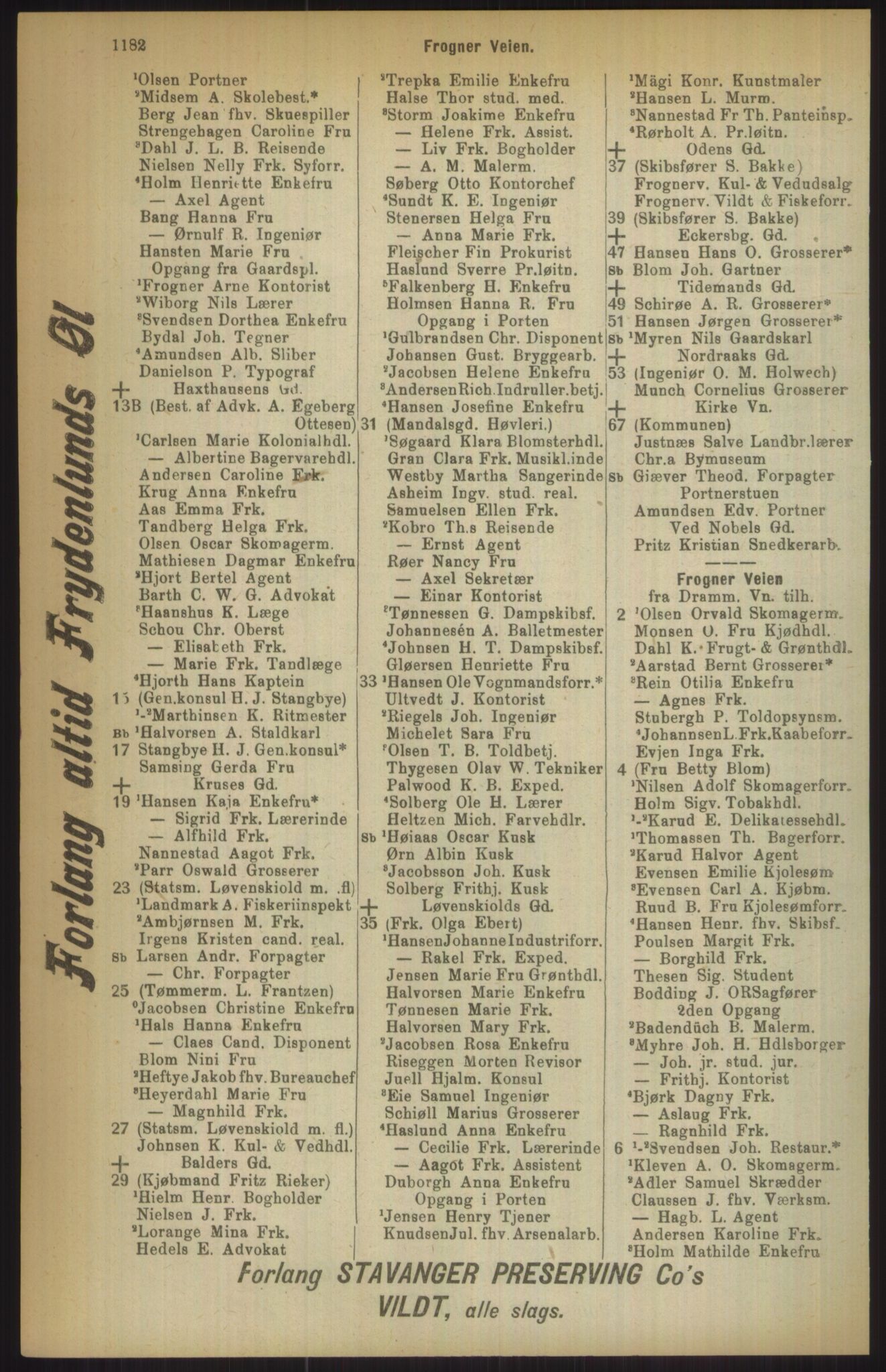 Kristiania/Oslo adressebok, PUBL/-, 1911, p. 1182