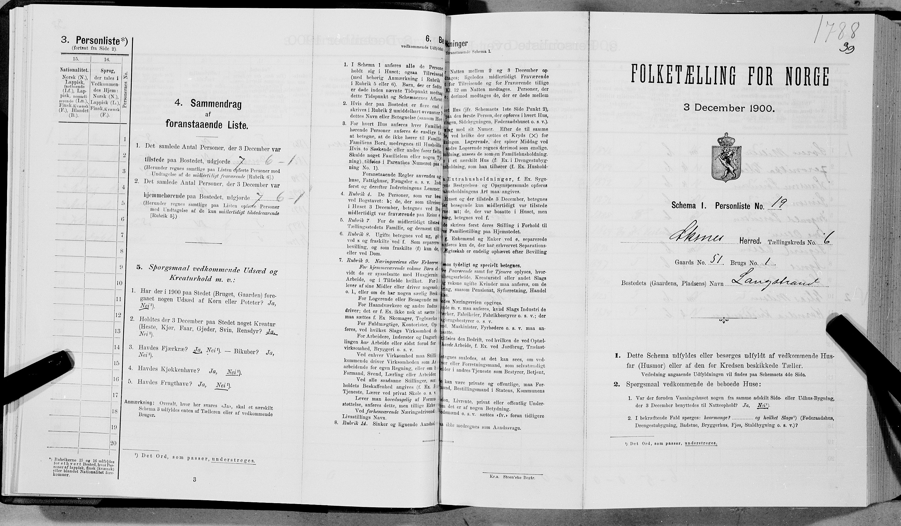 SAT, 1900 census for Øksnes, 1900, p. 447