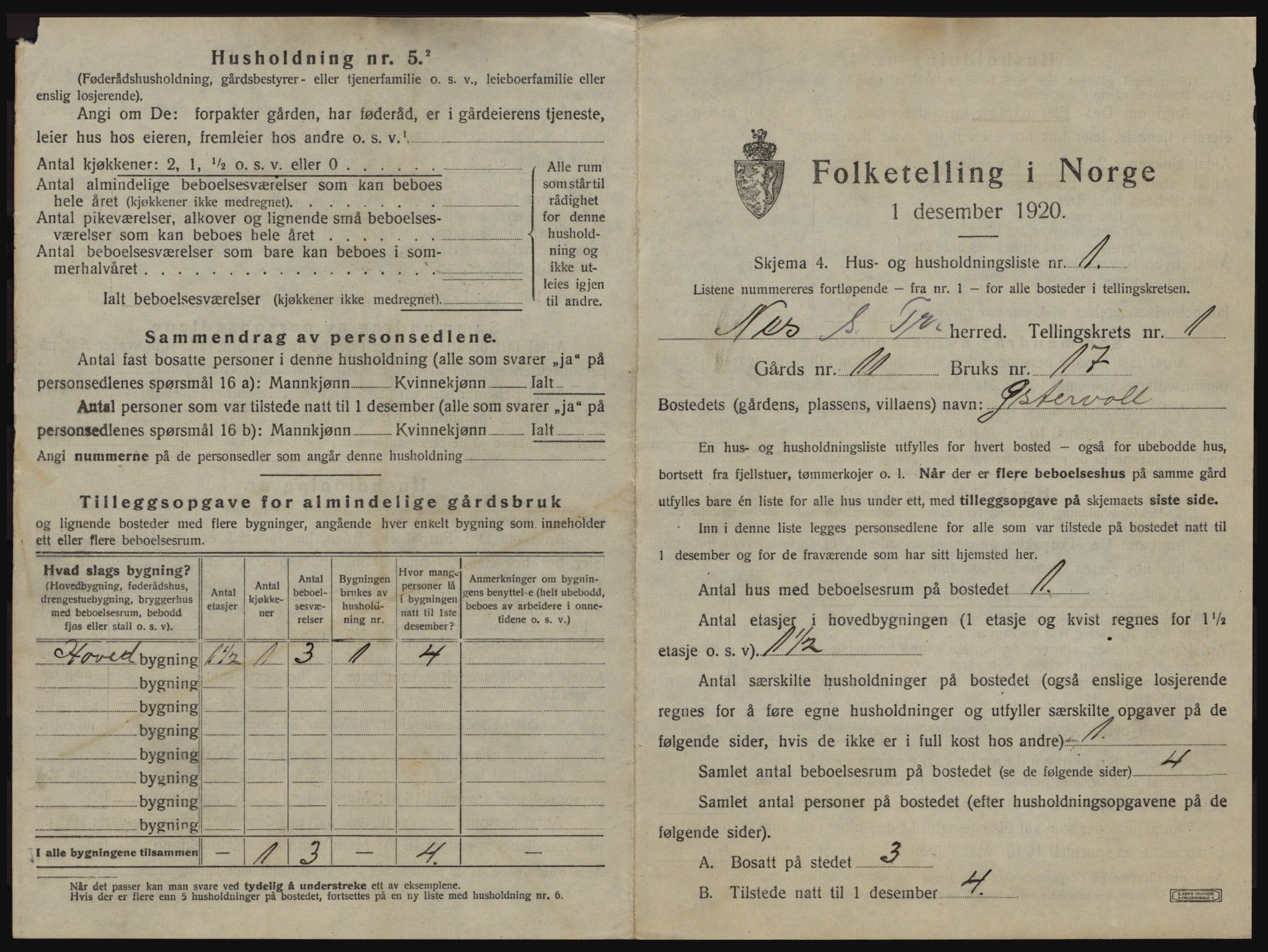 SAT, 1920 census for Nes (ST), 1920, p. 25