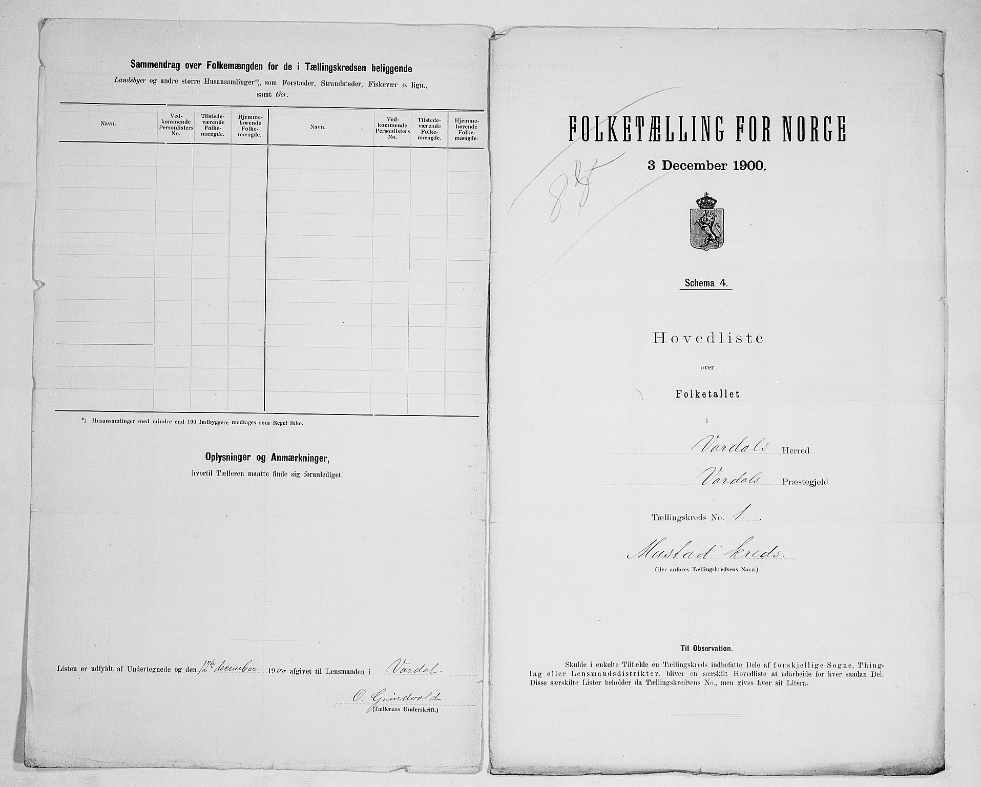 SAH, 1900 census for Vardal, 1900, p. 18