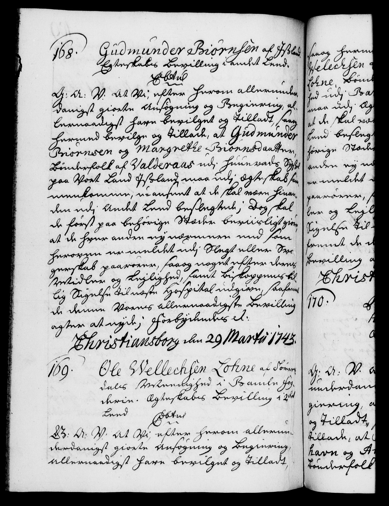 Danske Kanselli 1572-1799, AV/RA-EA-3023/F/Fc/Fca/Fcaa/L0033: Norske registre, 1743-1744, p. 109b