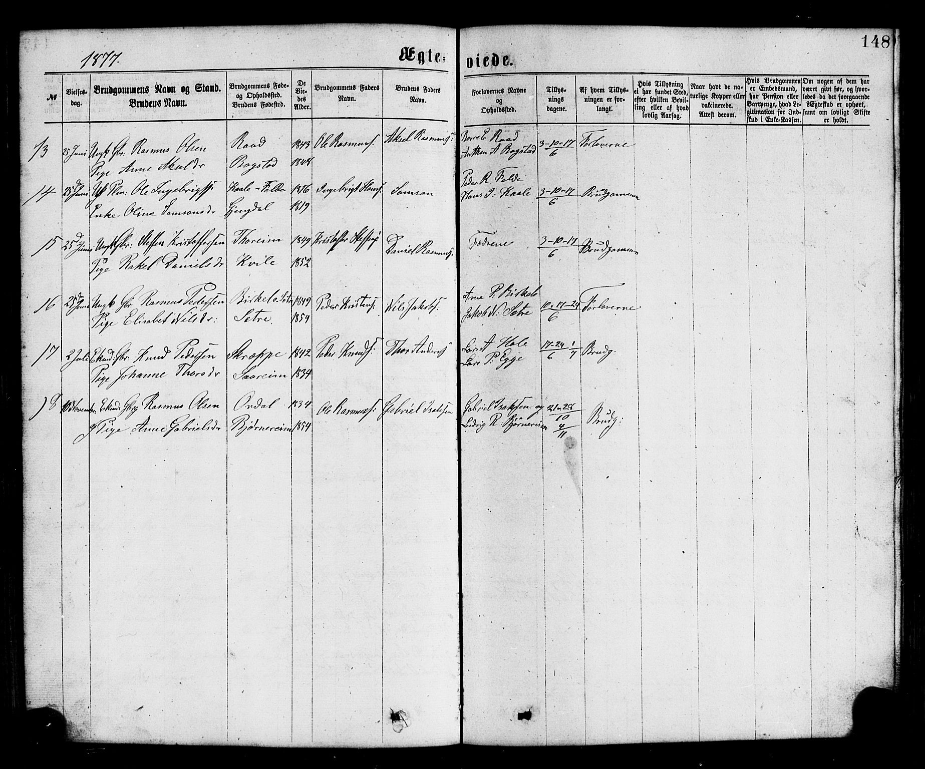 Gloppen sokneprestembete, AV/SAB-A-80101/H/Hab/Habc/L0001: Parish register (copy) no. C 1, 1872-1896, p. 148