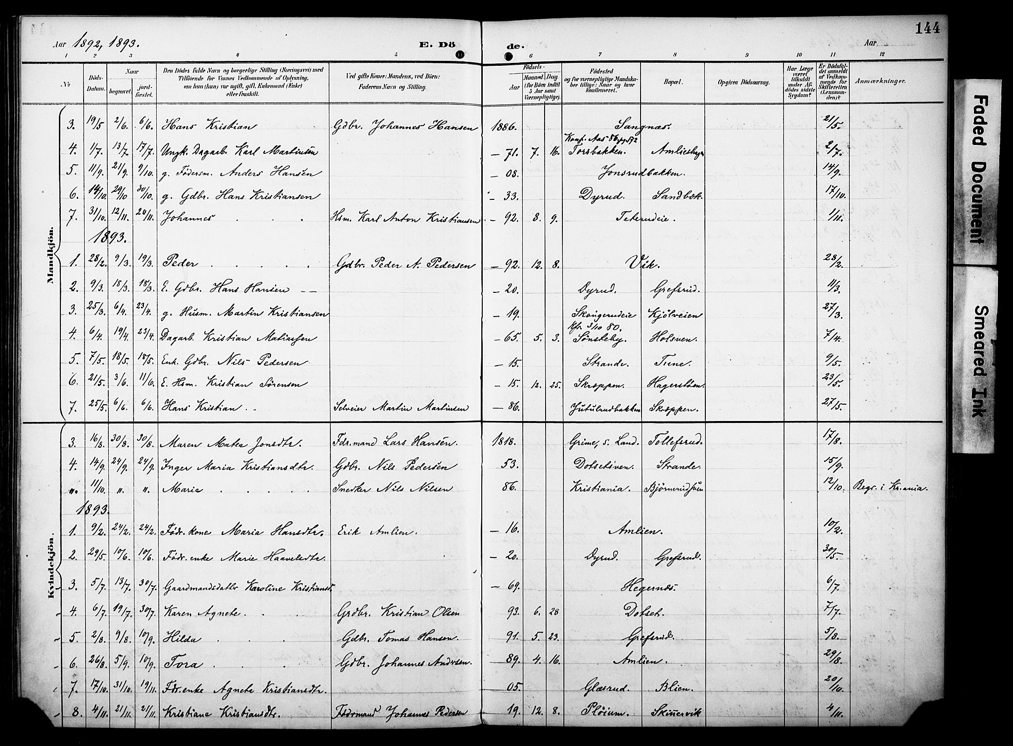 Vestre Toten prestekontor, SAH/PREST-108/H/Ha/Haa/L0012: Parish register (official) no. 12, 1890-1906, p. 144