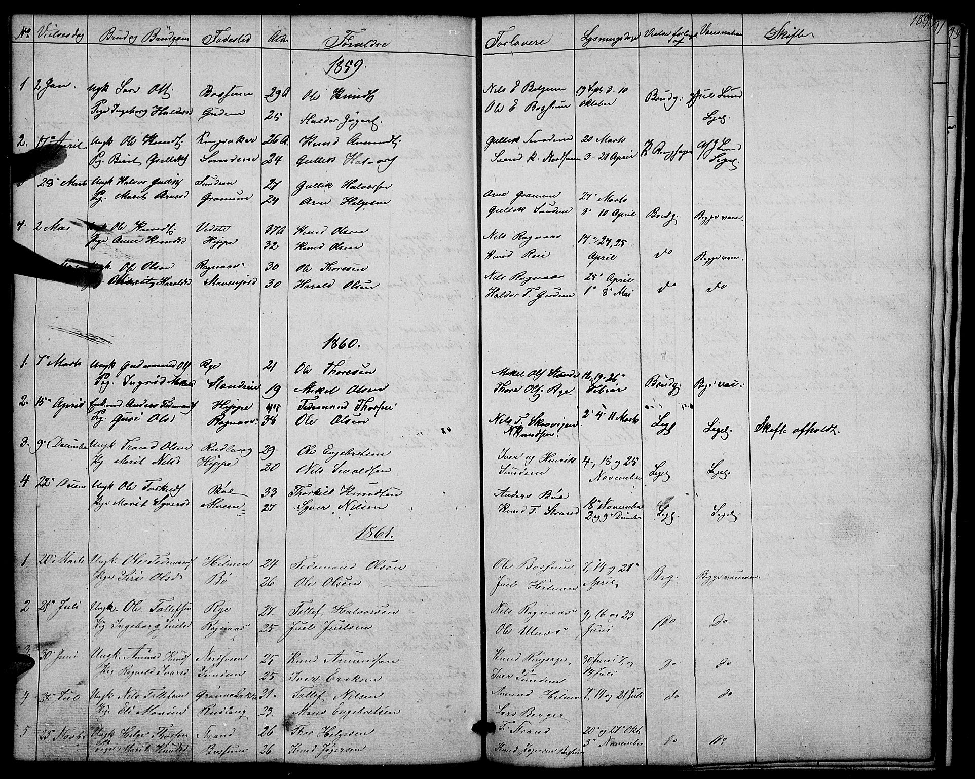 Nord-Aurdal prestekontor, AV/SAH-PREST-132/H/Ha/Hab/L0004: Parish register (copy) no. 4, 1842-1882, p. 189