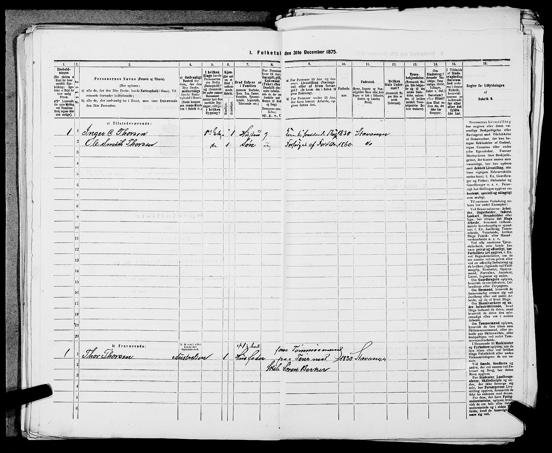 SAST, 1875 census for 1103 Stavanger, 1875, p. 1462